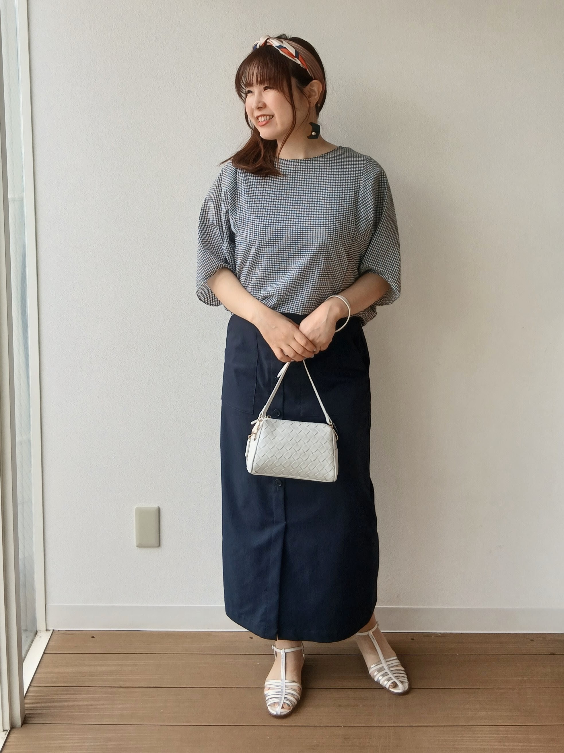 なみきさんの「UNTITLED｜【体型カバー】サッカーチェックドルマントップス」を使ったコーディネート