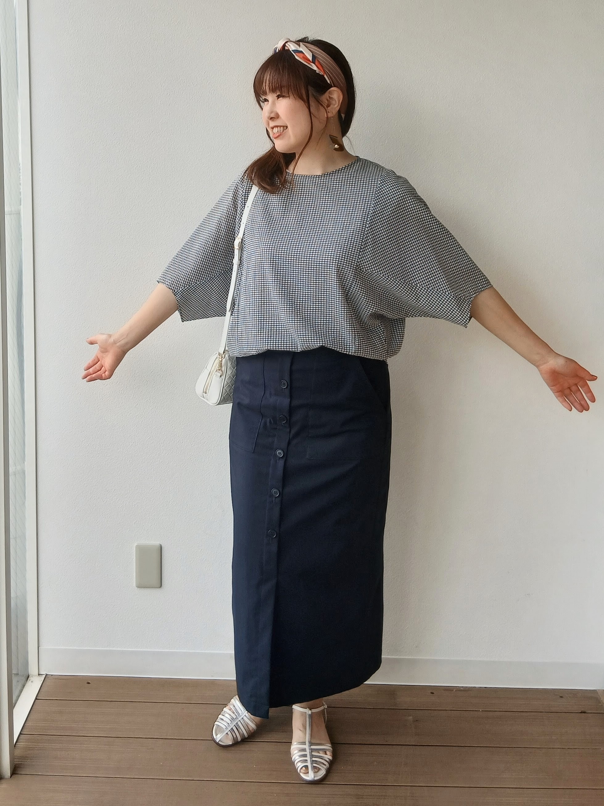 なみきさんの「UNTITLED｜【体型カバー】サッカーチェックドルマントップス」を使ったコーディネート