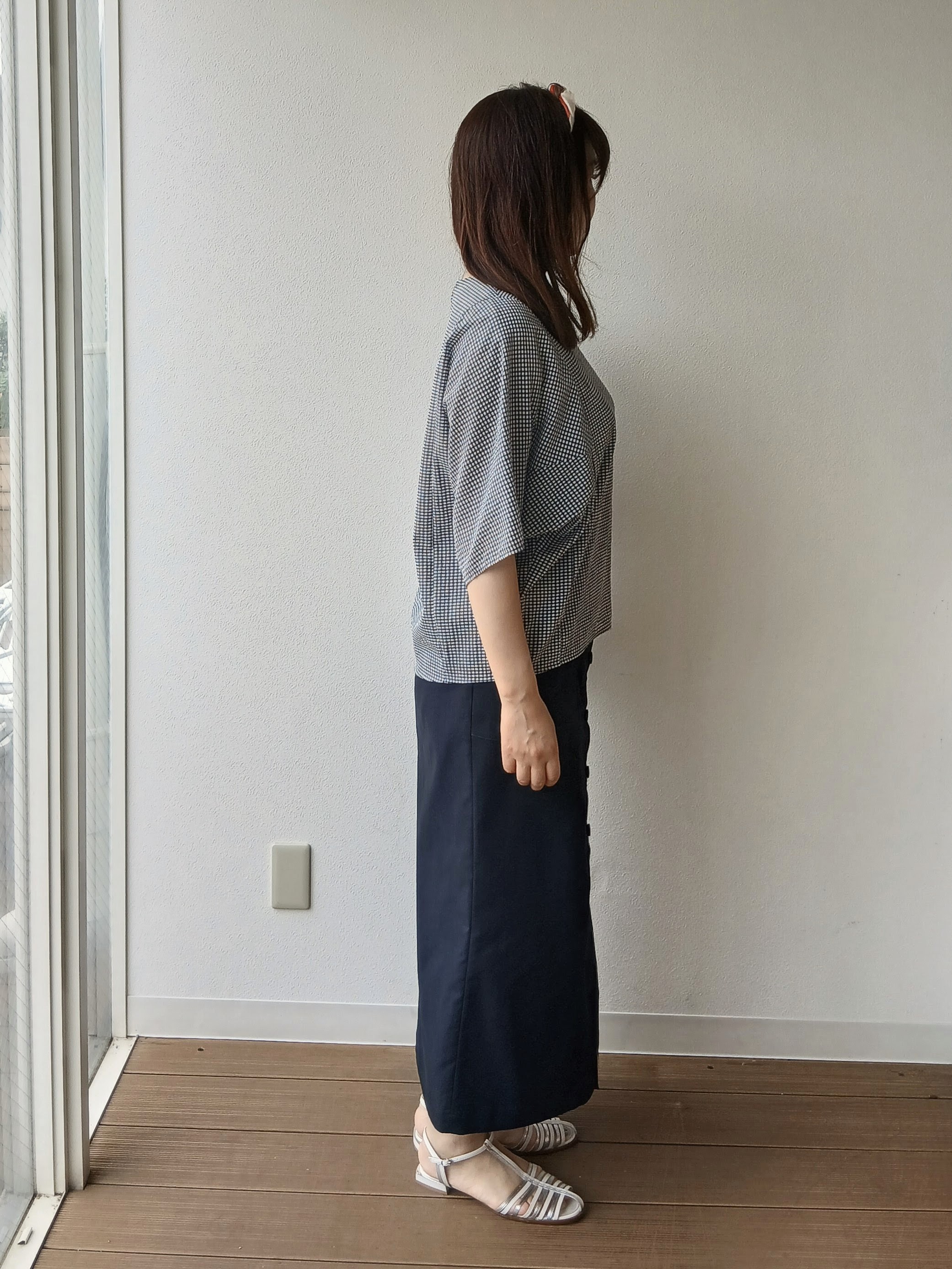 なみきさんの「UNTITLED｜【体型カバー】サッカーチェックドルマントップス」を使ったコーディネート