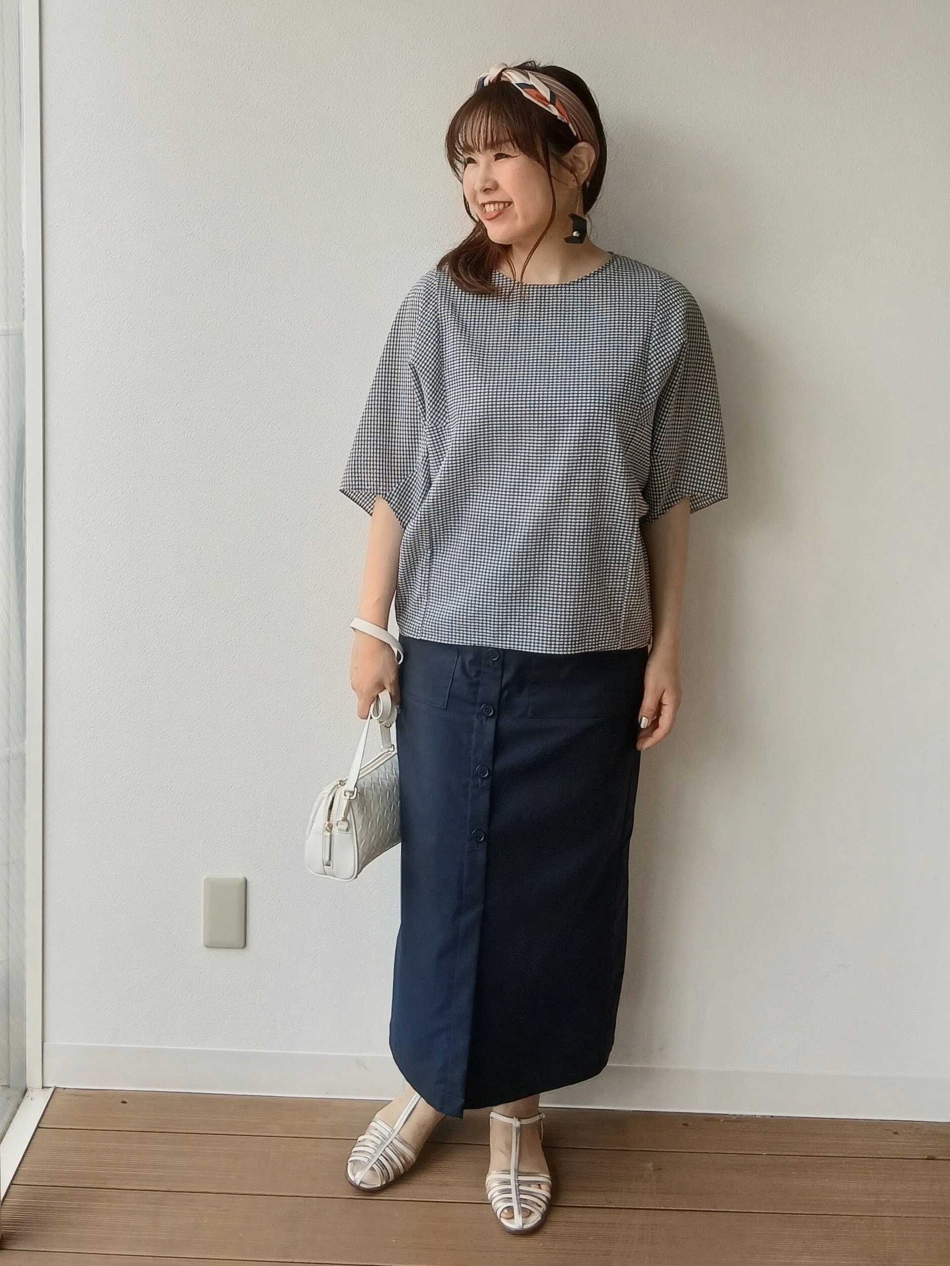 なみきさんの「UNTITLED｜【体型カバー】サッカーチェックドルマントップス」を使ったコーディネート