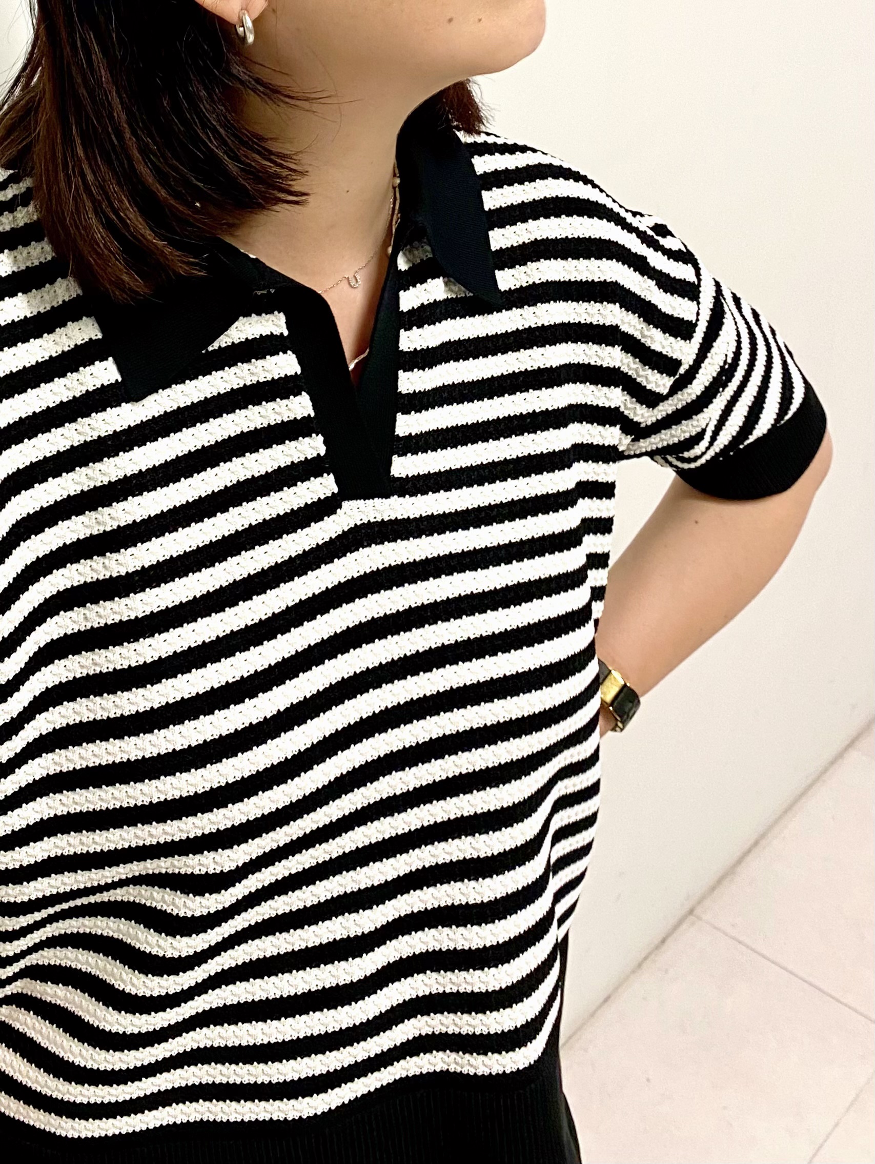 Sawaguchiさんの「DRESSTERIOR｜ウォッシャブルスキッパークロップドニット」を使ったコーディネート