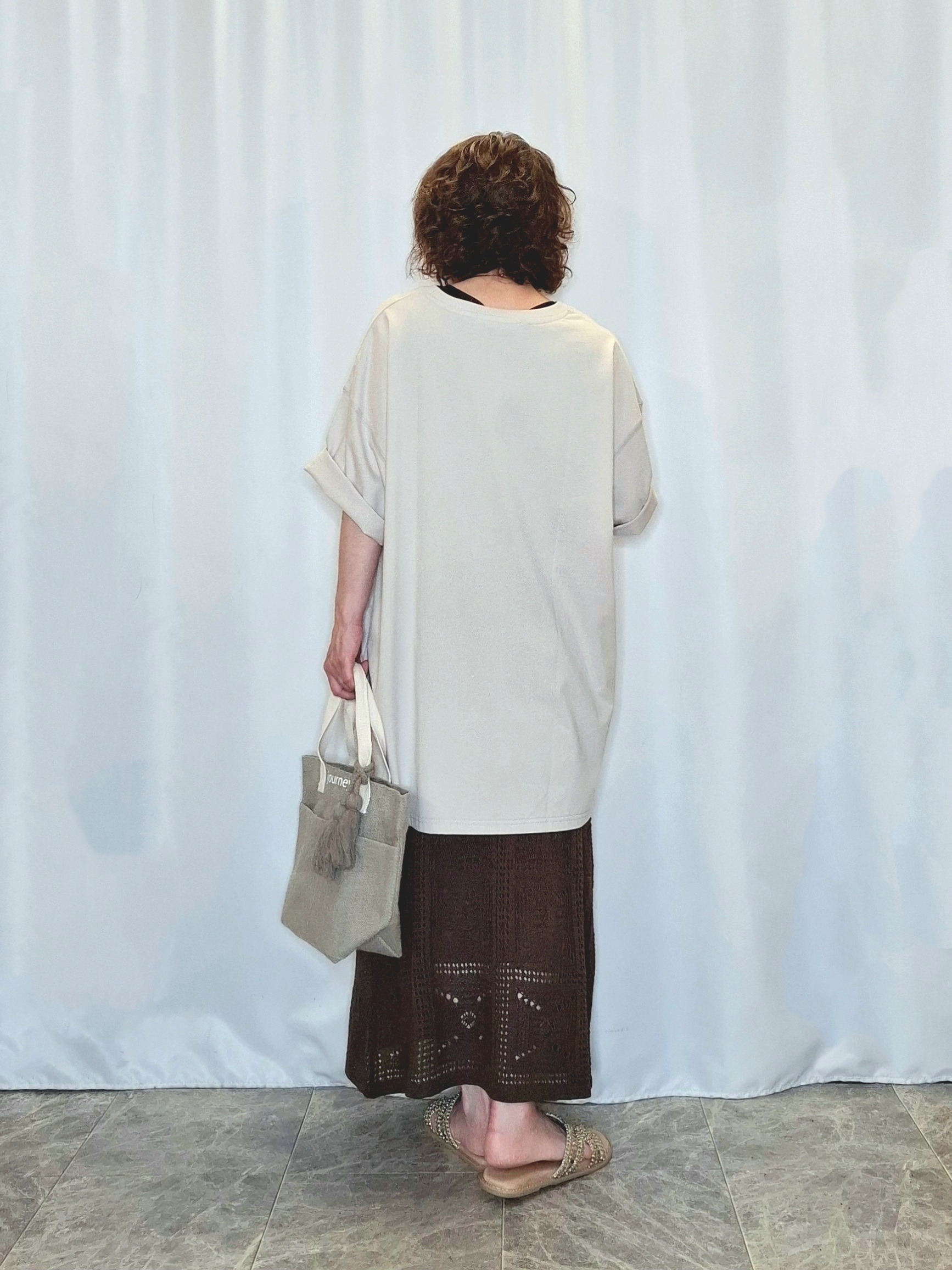 ぬーさんの「SHOO･LA･RUE｜【ひんやり】ゆるっと体型カバー BIGアソートTシャツ」を使ったコーディネート