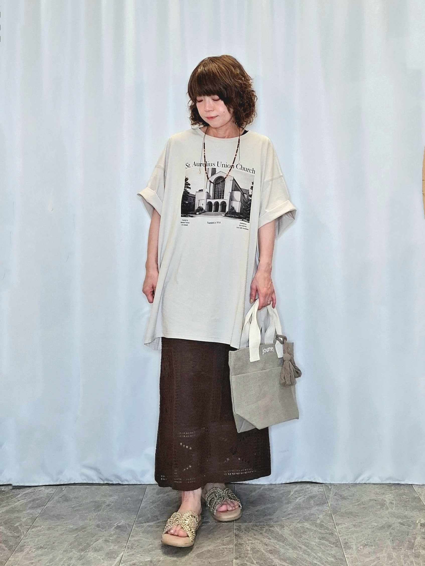 ぬーさんの「SHOO･LA･RUE｜【ひんやり】ゆるっと体型カバー BIGアソートTシャツ」を使ったコーディネート