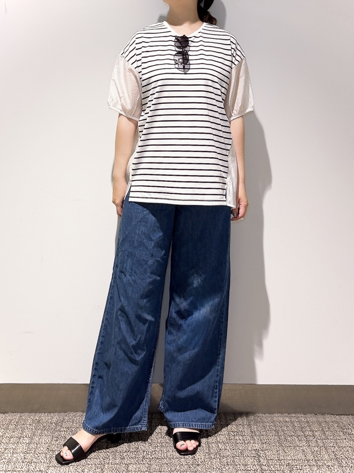 みーさんの「grove｜【貴島明日香さん着用/UVカット】体型カバー叶う、バックプリーツTシャツ」を使ったコーディネート