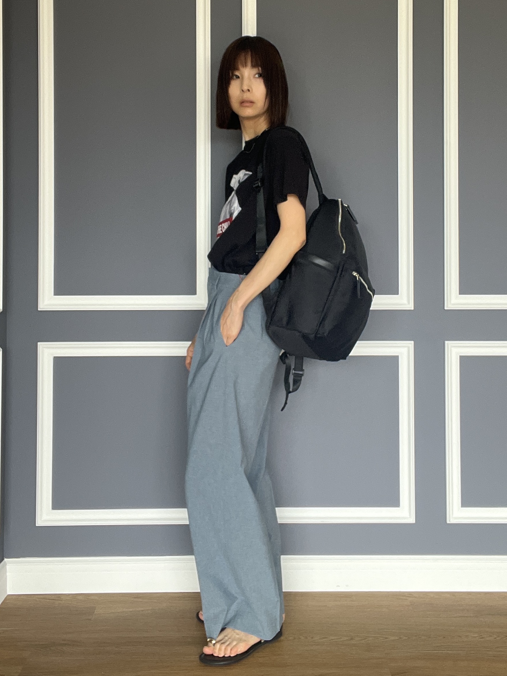 misaさんの「DRESSTERIOR｜【荷重軽減】サスペンションマルチポケットリュック」を使ったコーディネート