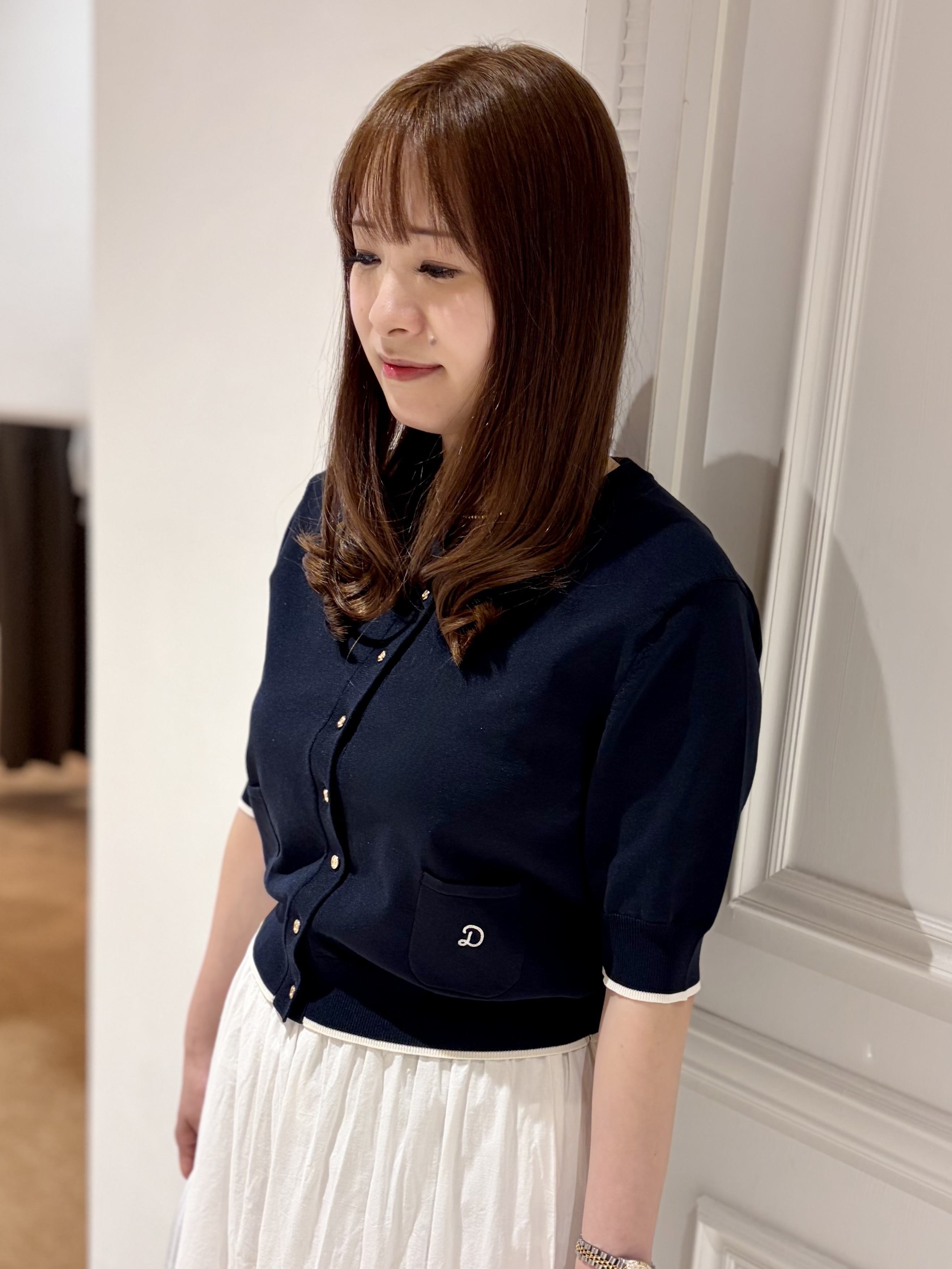 minowaさんの「DRESSTERIOR｜【UVカット/ウォッシャブル】クールタッチ ニットカーディガン」を使ったコーディネート