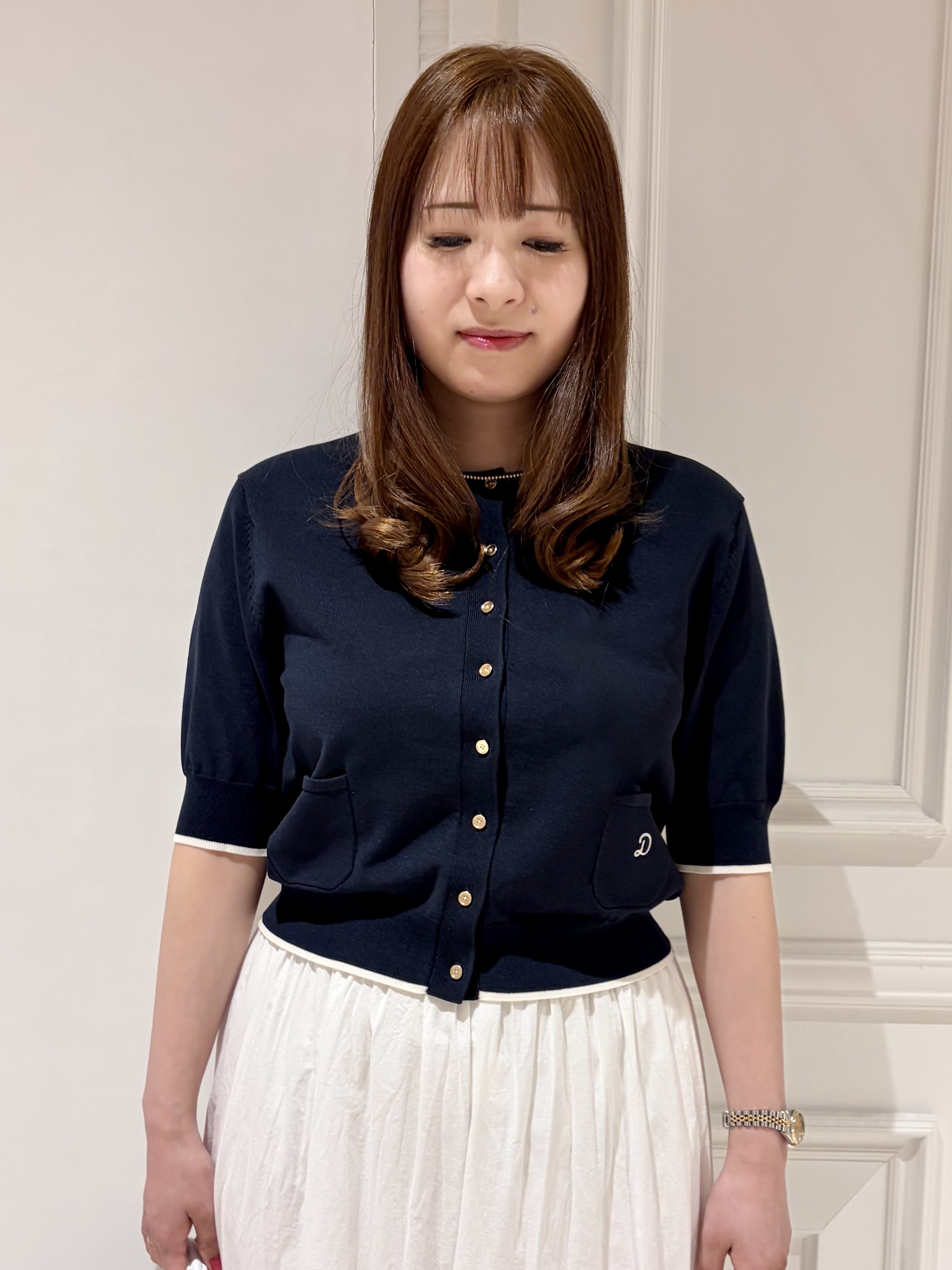 minowaさんの「DRESSTERIOR｜【UVカット/ウォッシャブル】クールタッチ ニットカーディガン」を使ったコーディネート