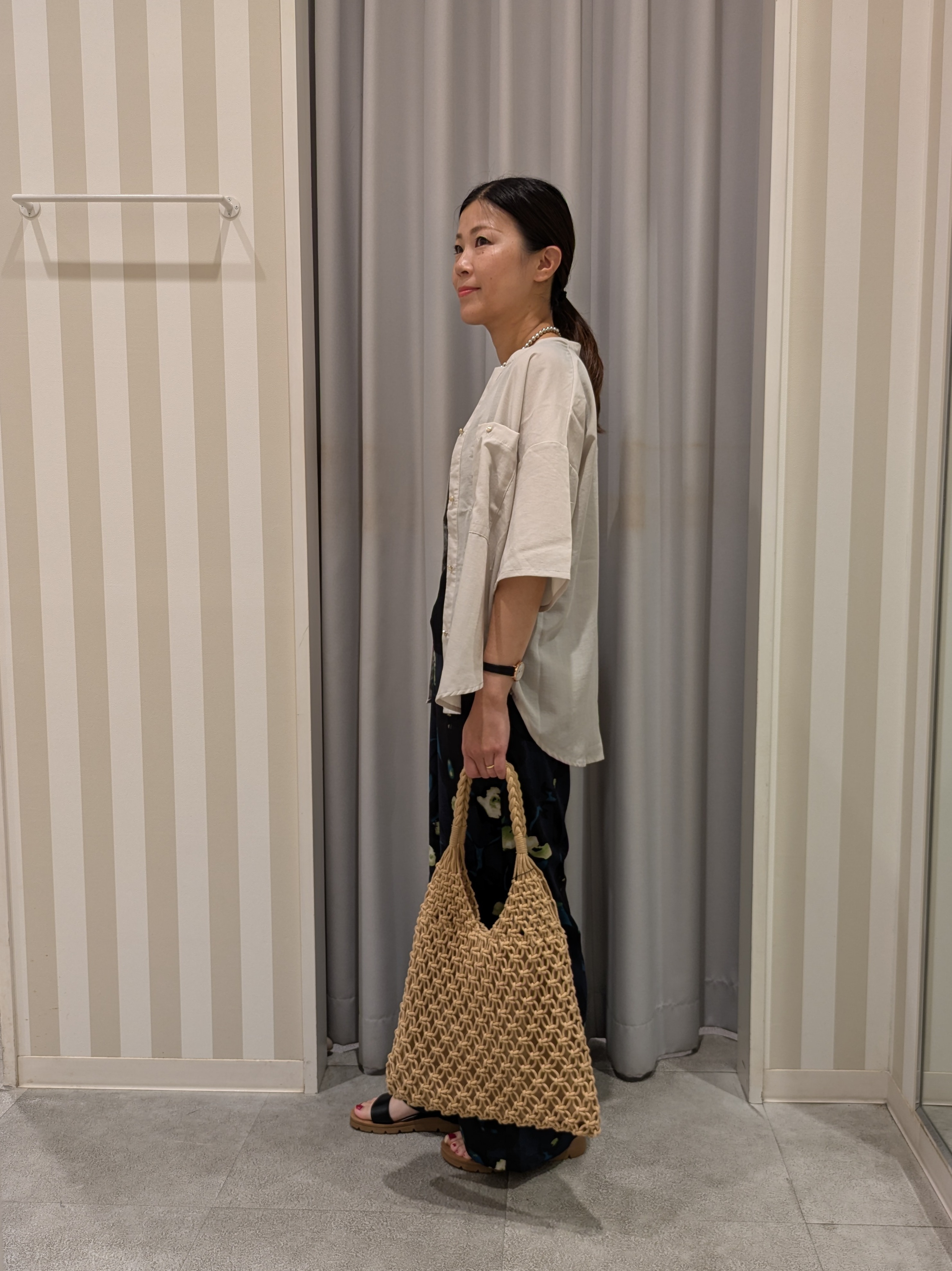 𝐂𝐡𝐢𝐢 &hearts;(ちー)さんの「SHOO･LA･RUE｜【洗濯機可/S-LL】大人の抜け感 ゆるっと5分袖シャツ」を使ったコーディネート