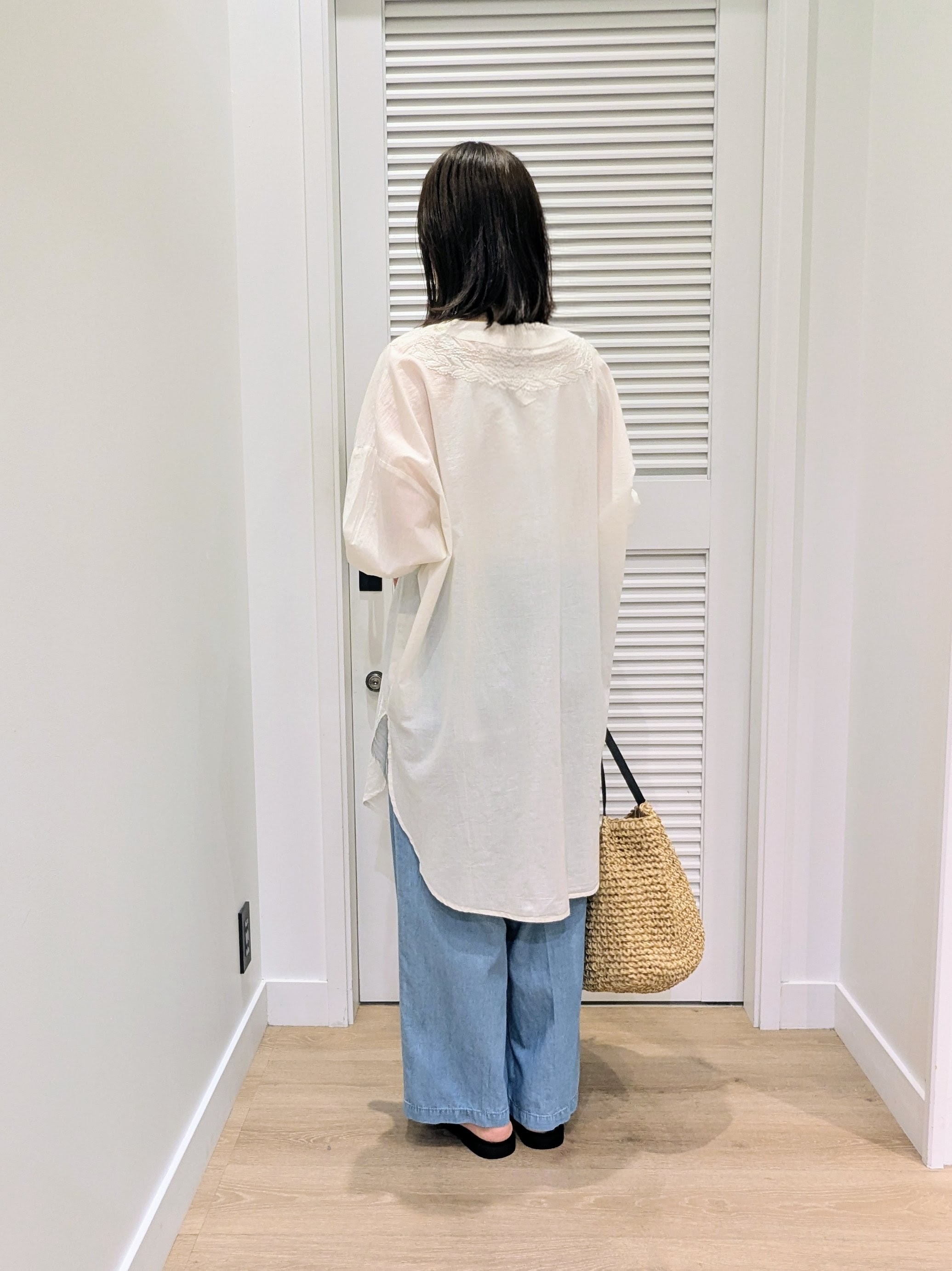 enさんの「Dessin｜【洗える】綿麻マリンワイドデニムパンツ」を使ったコーディネート