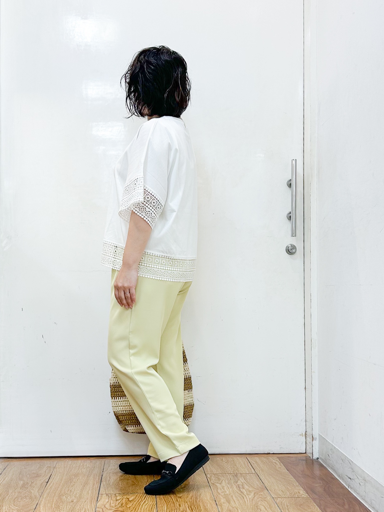 haruさんの「SHOO･LA･RUE｜【洗濯機可/ひんやり/体型カバー/S-LL】レース使いがポイント デザインTシャツ」を使ったコーディネート