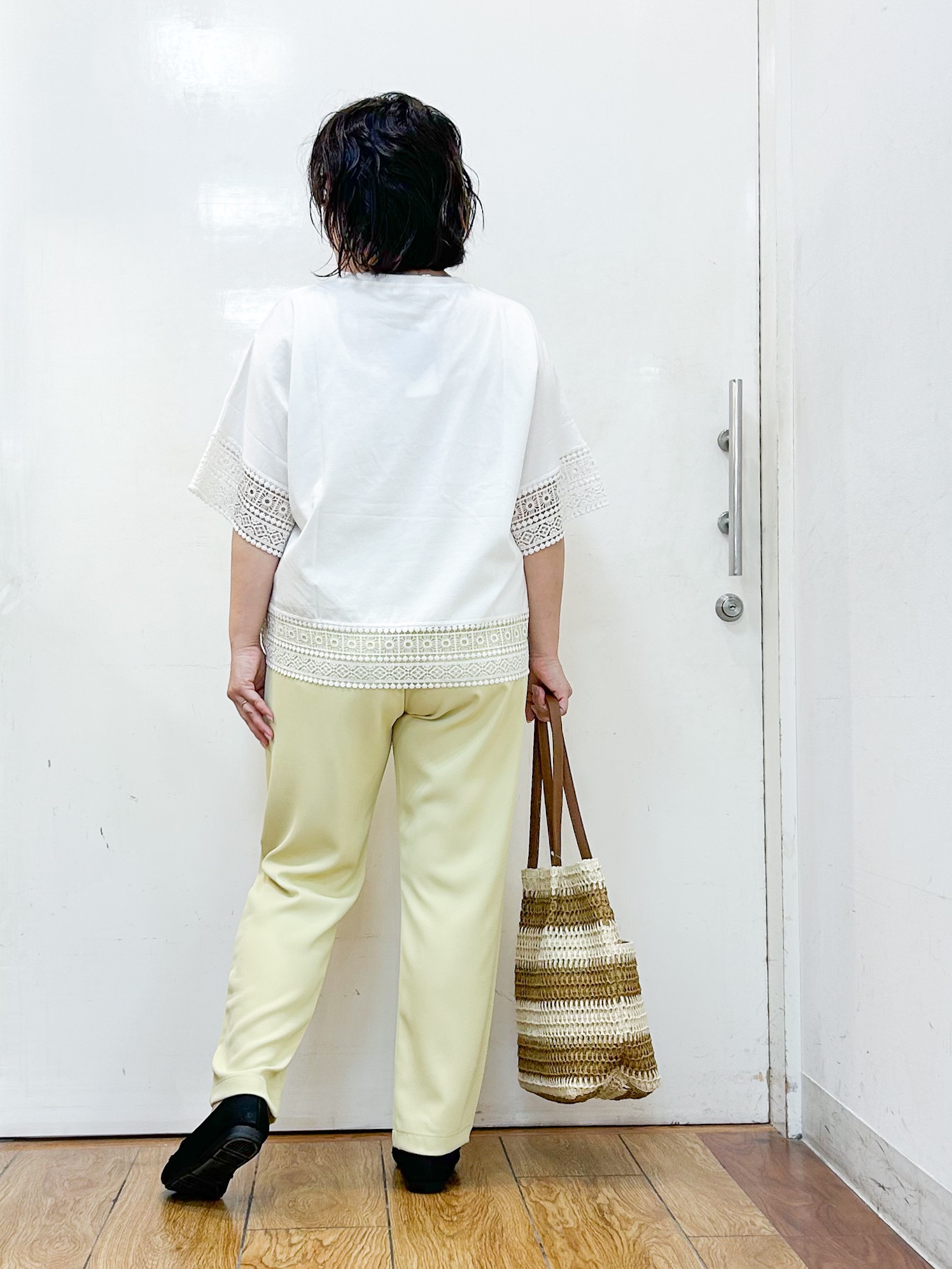 haruさんの「SHOO･LA･RUE｜【洗濯機可/ひんやり/体型カバー/S-LL】レース使いがポイント デザインTシャツ」を使ったコーディネート