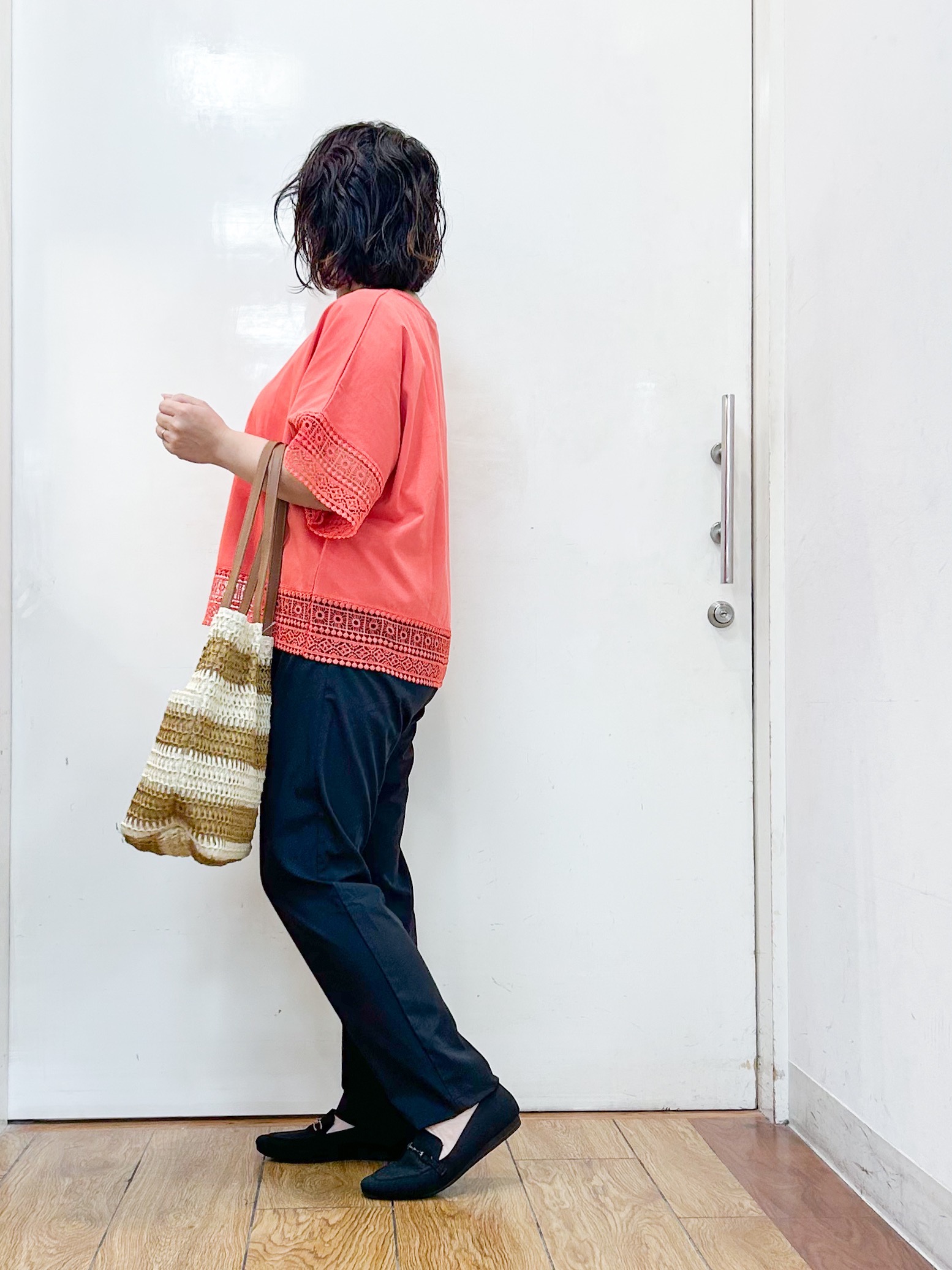 haruさんの「SHOO･LA･RUE｜【洗濯機可/ひんやり/体型カバー/S-LL】レース使いがポイント デザインTシャツ」を使ったコーディネート