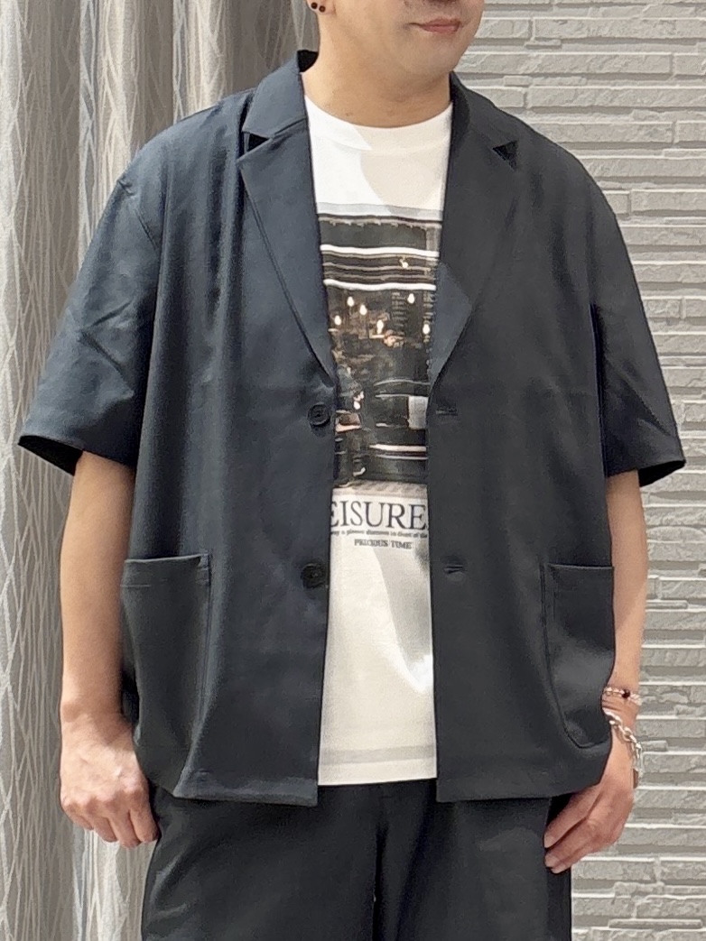 Pーyamaさんの「THE SHOP TK｜リラックスワイド 5分袖ジャケット セットアップ可／洗濯機OK」を使ったコーディネート