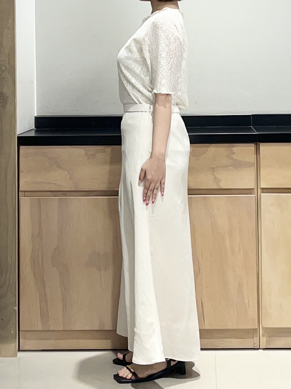 かのさんの「THE SHOP TK｜繊細で上品な レース5分袖トップス」を使ったコーディネート