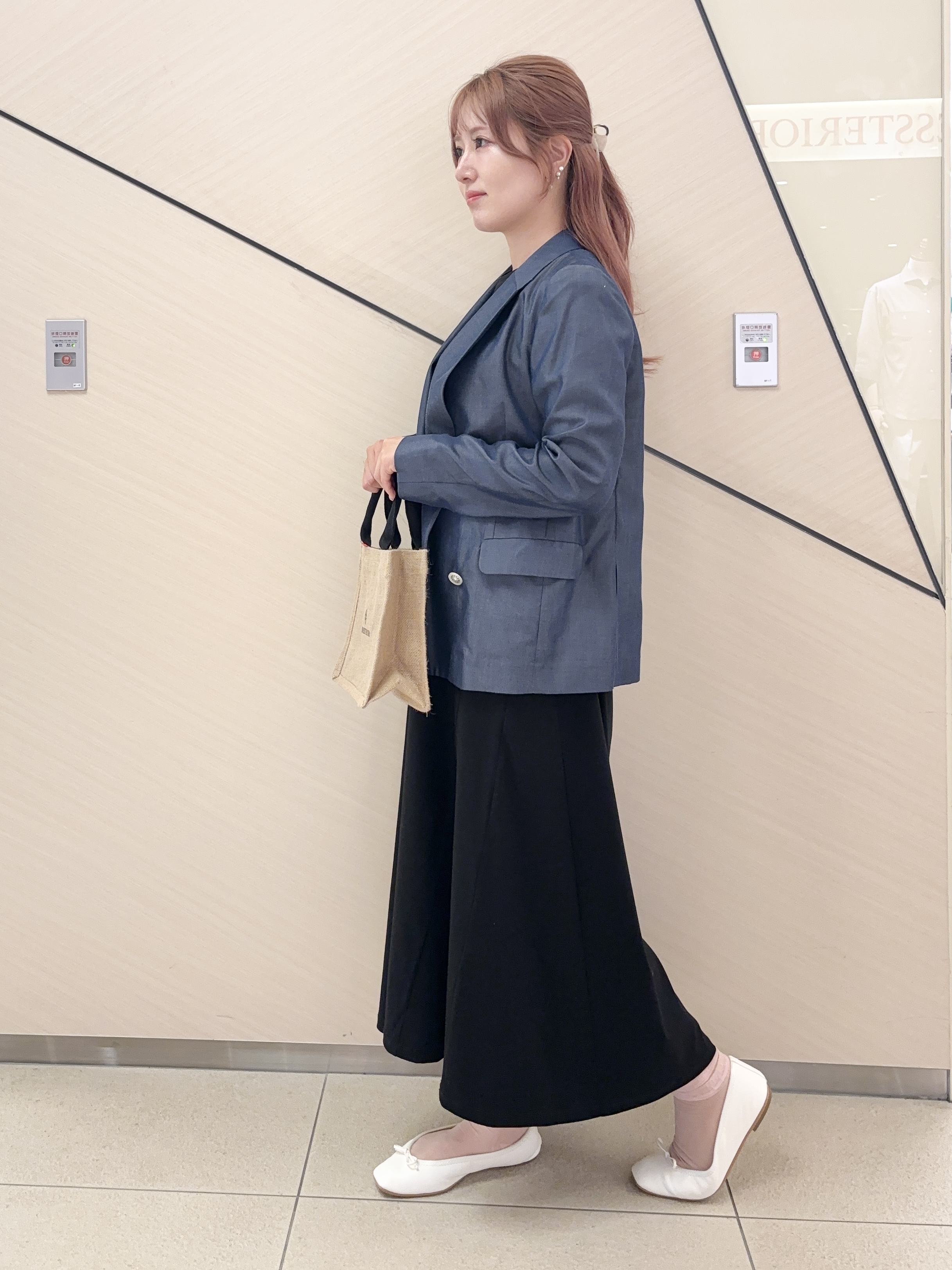 Rinaさんの「DRESSTERIOR｜【接触冷感／抗菌防臭／消臭/ウォッシャブル】アイスクリアコットン フレンチスリーブワンピース」を使ったコーディネート