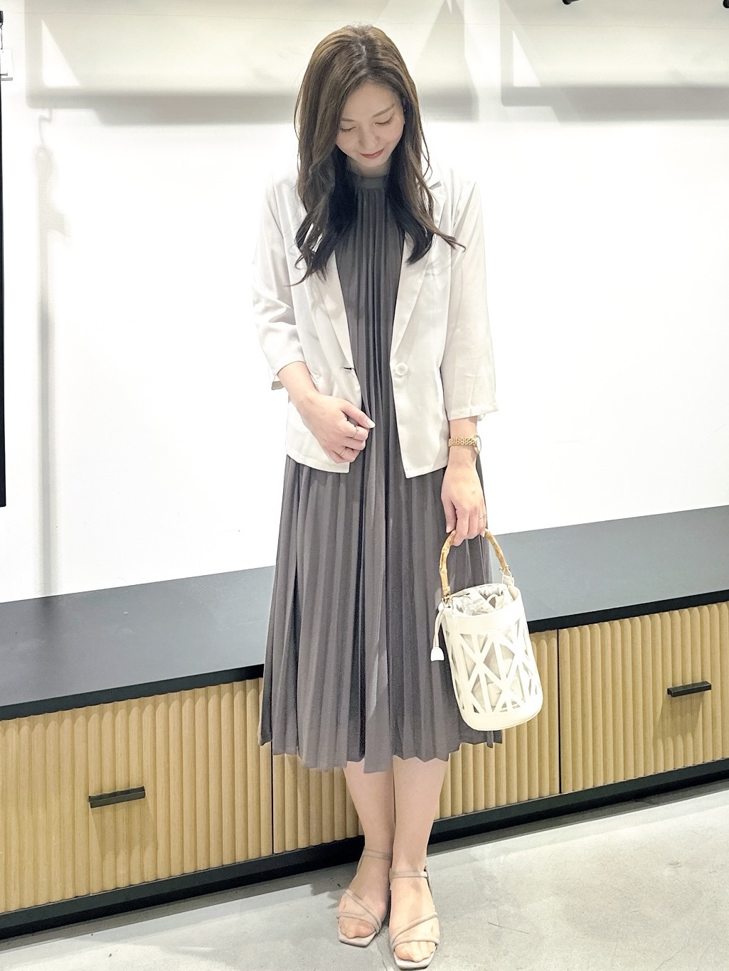 keito.iさんの「OPAQUE.CLIP｜【接触冷感／防シワ】ひんやり7分袖テーラードジャケット《洗濯機OK》」を使ったコーディネート