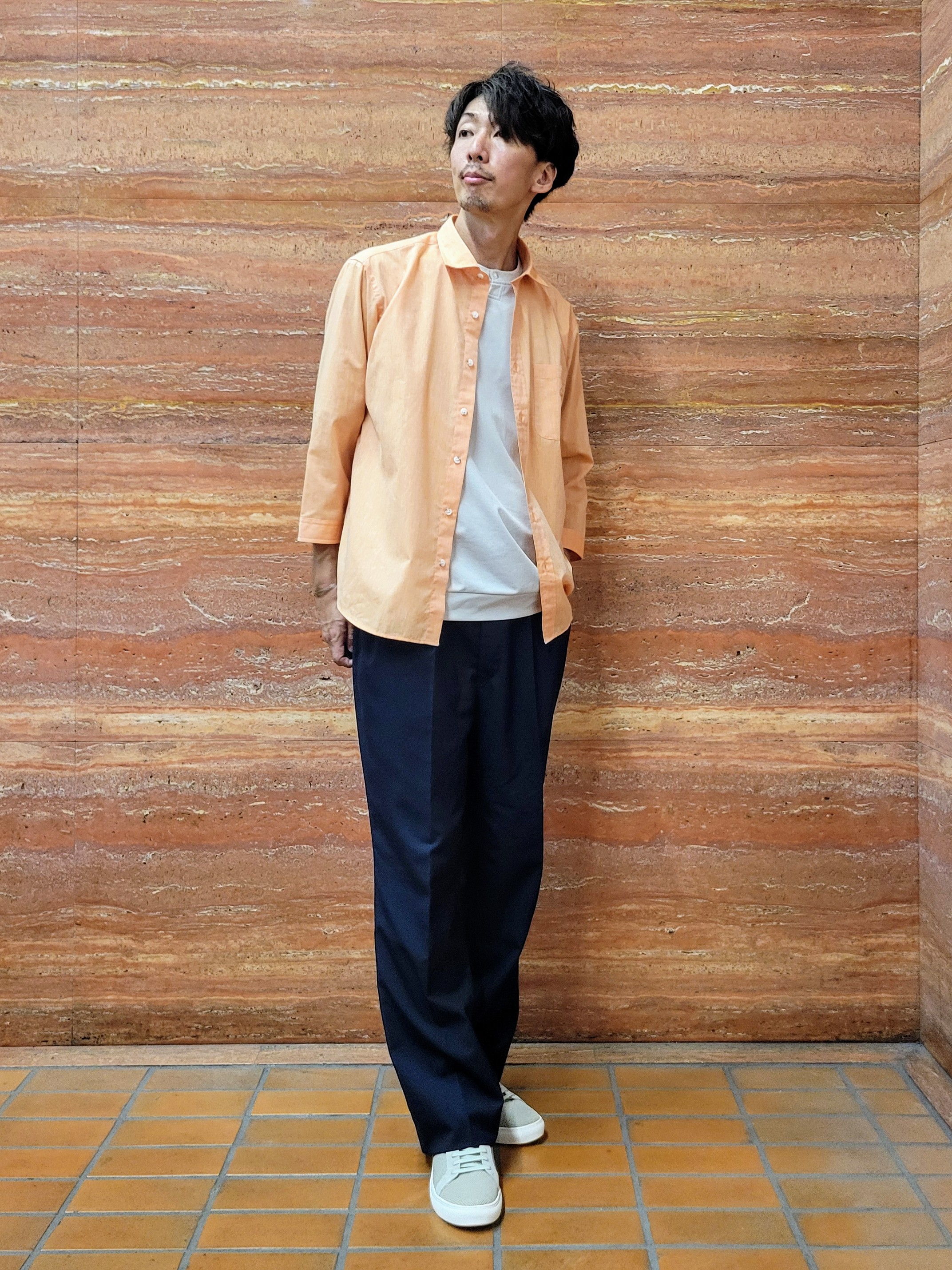 piroyaさんの「TAKEO KIKUCHI｜【接触冷感】ハイブリッド リネン 七分袖シャツ」を使ったコーディネート