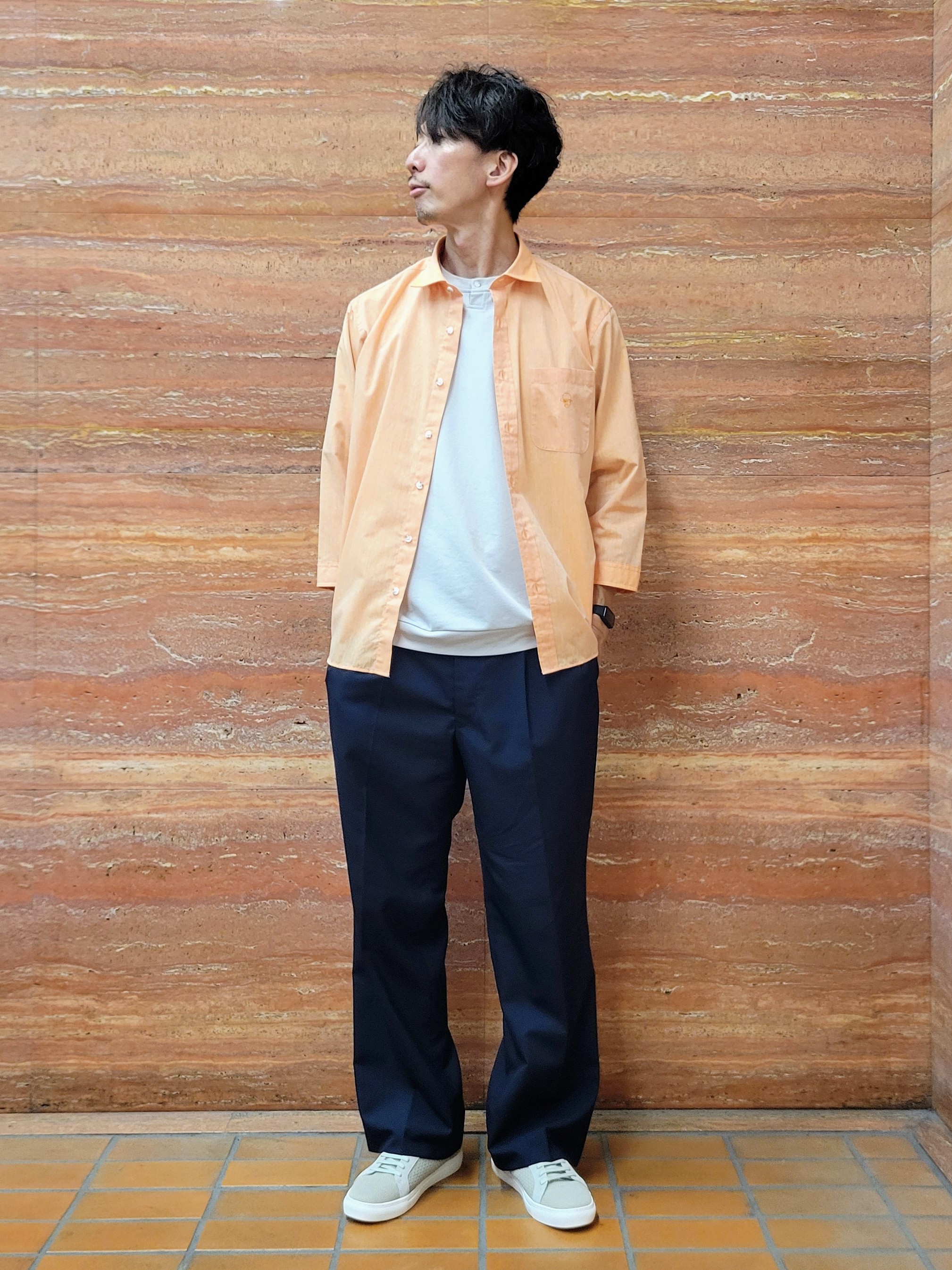 piroyaさんの「TAKEO KIKUCHI｜【接触冷感】ハイブリッド リネン 七分袖シャツ」を使ったコーディネート