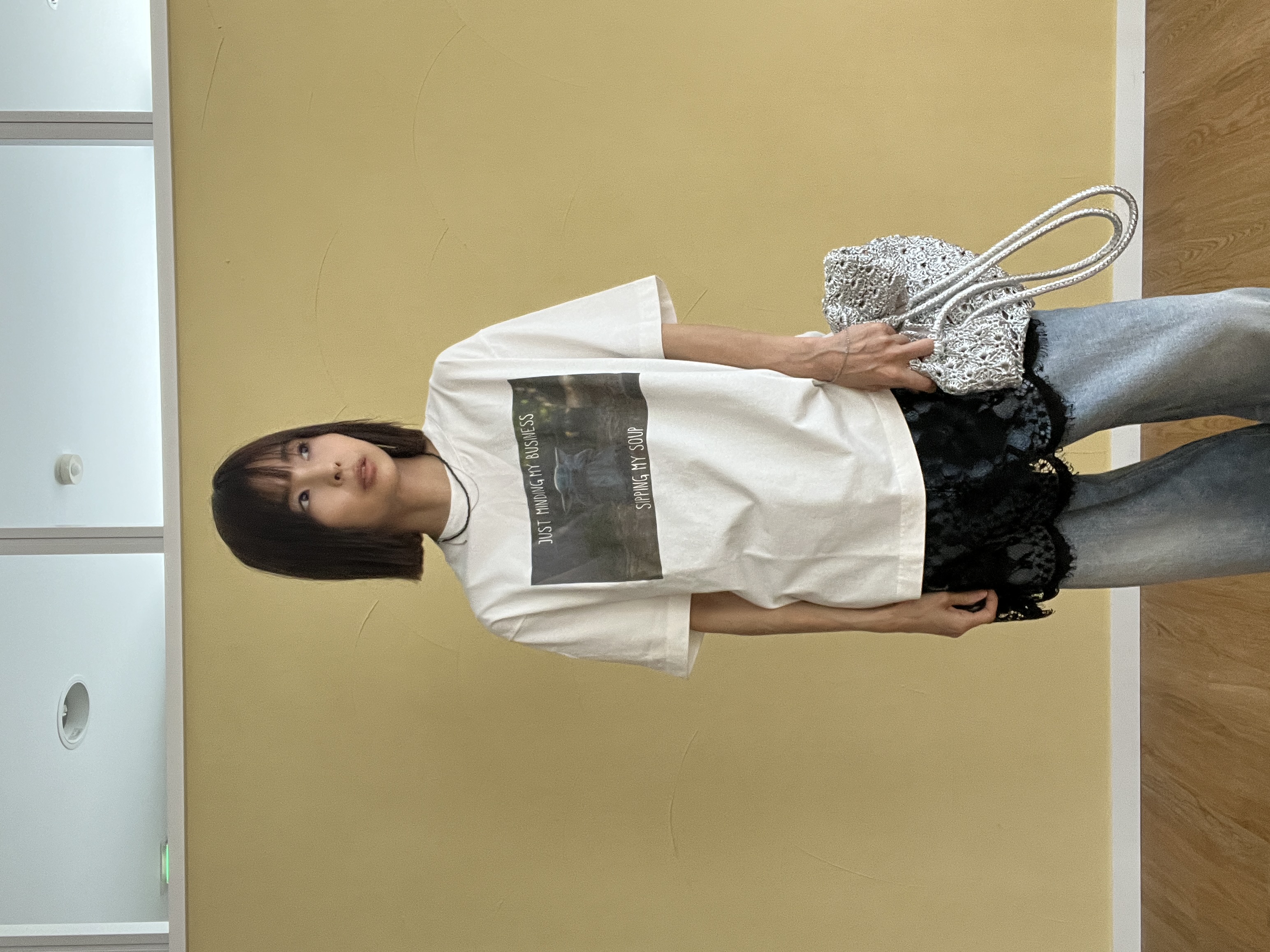 misaさんの「DRESSTERIOR｜ヴィンテージ加工ワイドデニムパンツ」を使ったコーディネート