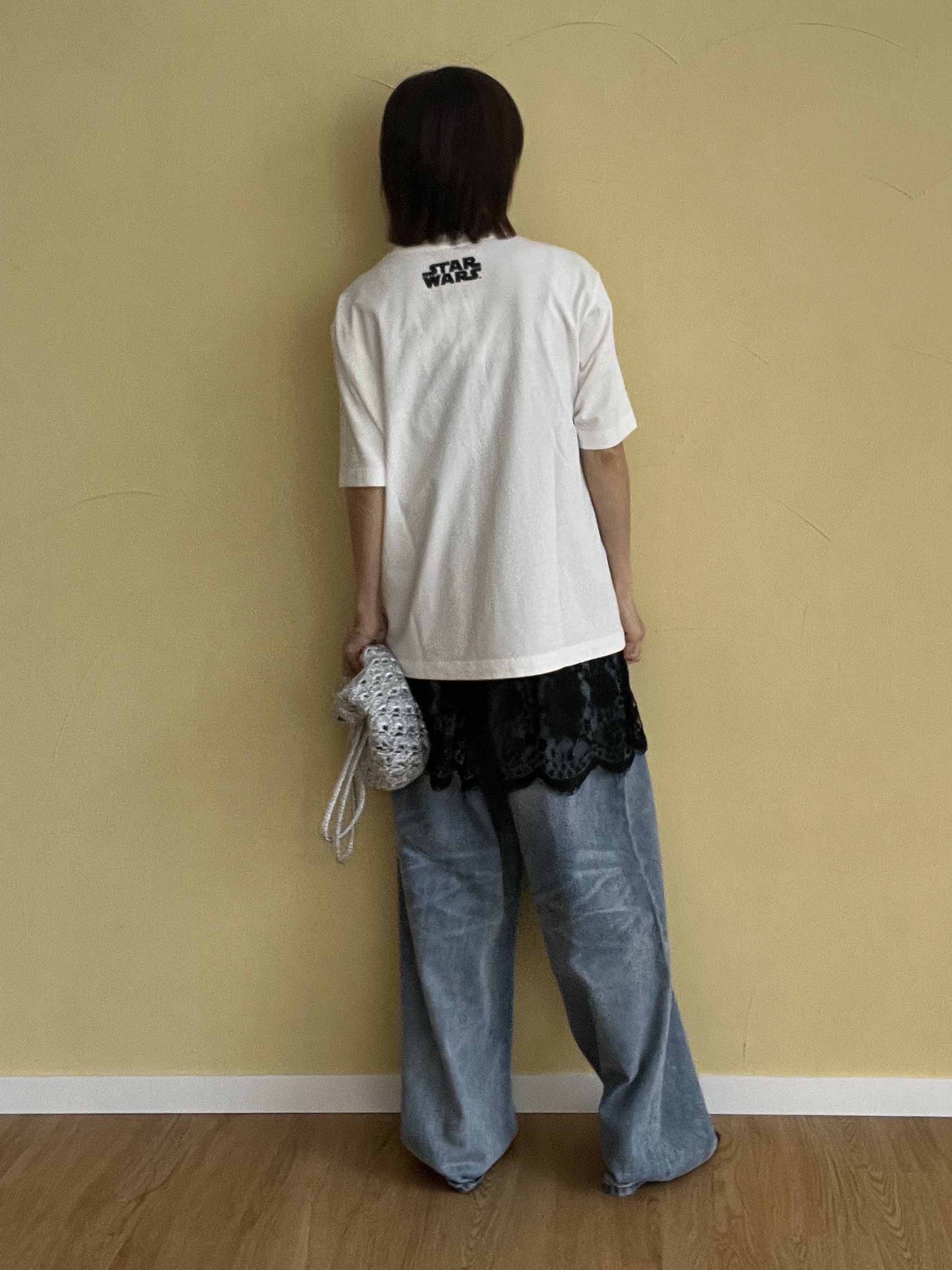 misaさんの「DRESSTERIOR｜ヴィンテージ加工ワイドデニムパンツ」を使ったコーディネート