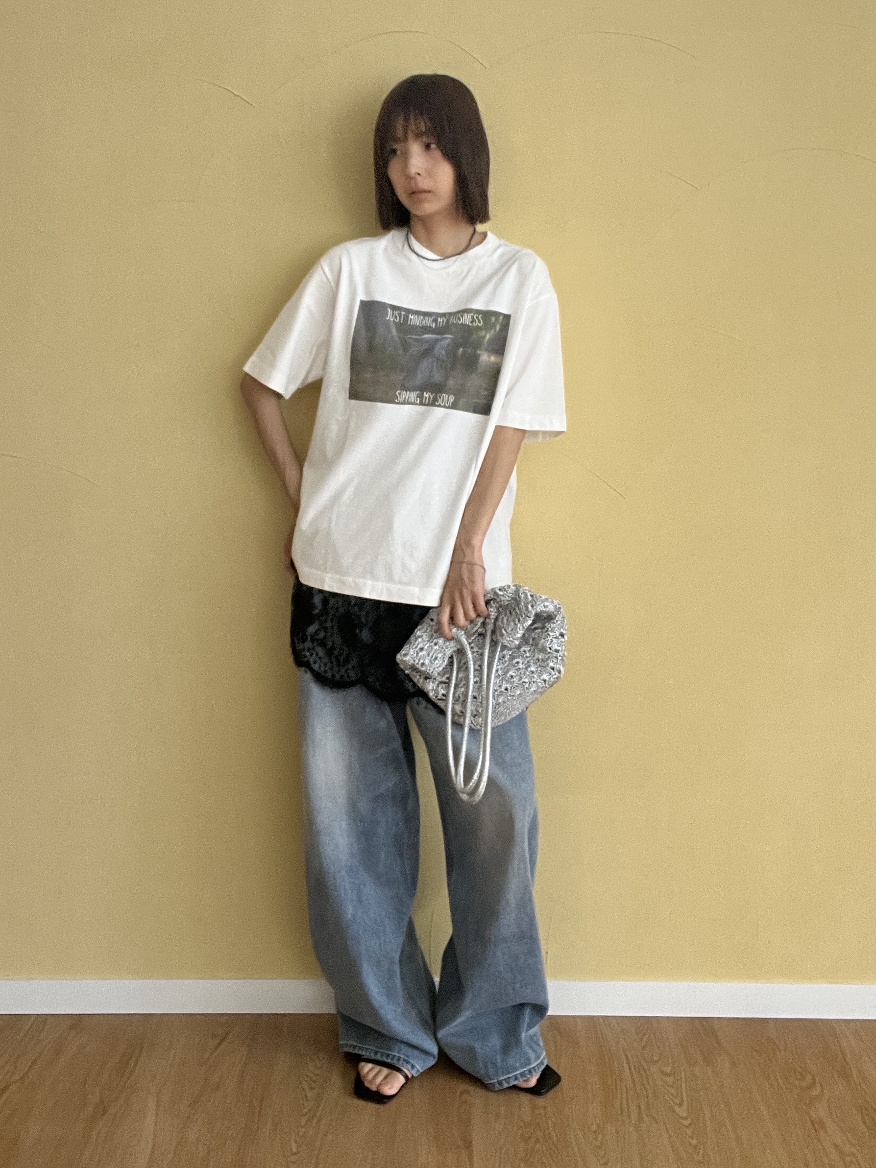 misaさんの「DRESSTERIOR｜ヴィンテージ加工ワイドデニムパンツ」を使ったコーディネート