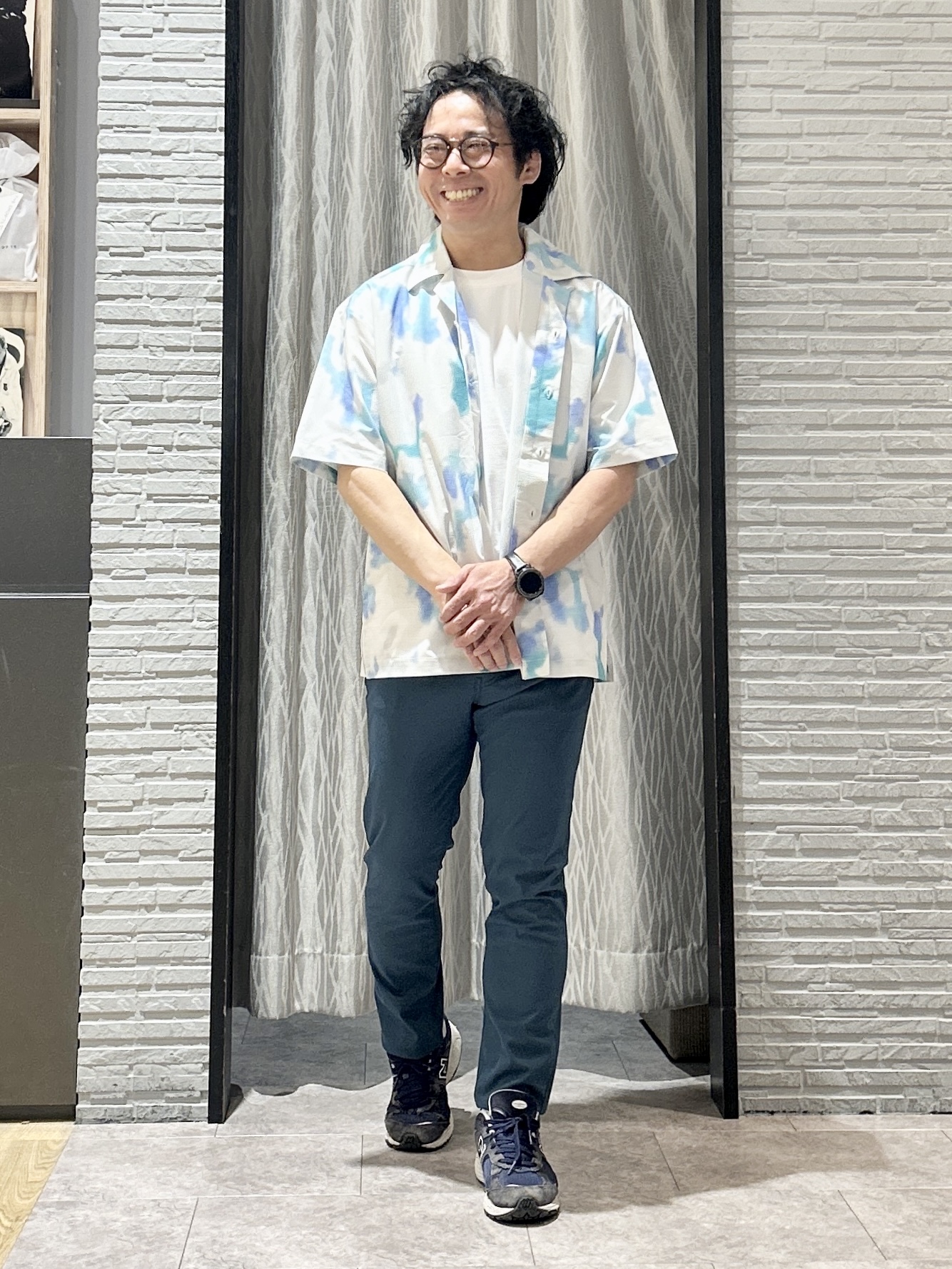 KENJI Iさんの「THE SHOP TK｜プリント柄 開襟半袖シャツ 洗濯機OK」を使ったコーディネート
