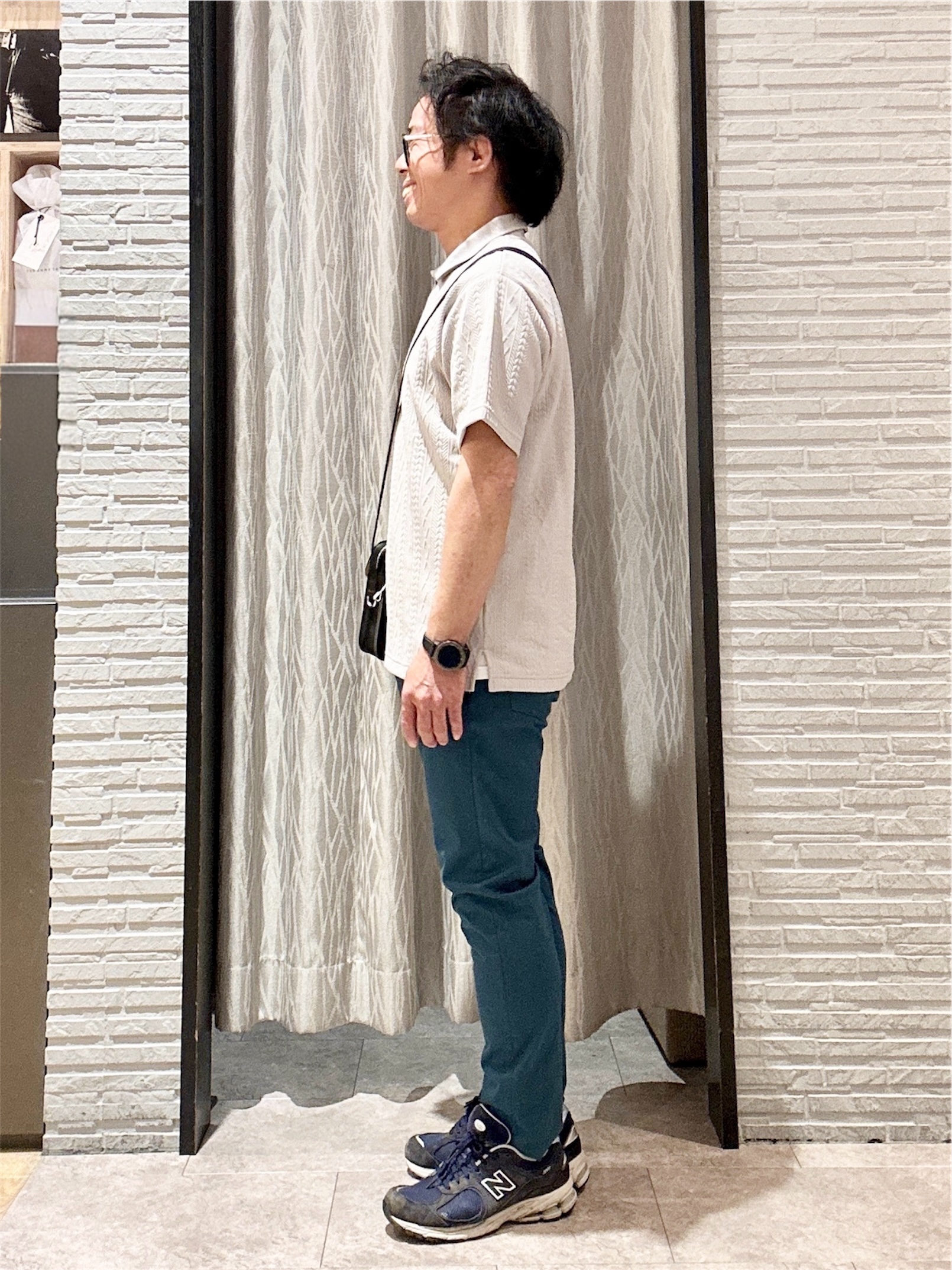 KENJI Iさんの「THE SHOP TK｜【シンプルすぎない大人の表情】ケーブルフクレポロシャツ 吸水速乾/UVケア/洗濯機OK」を使ったコーディネート