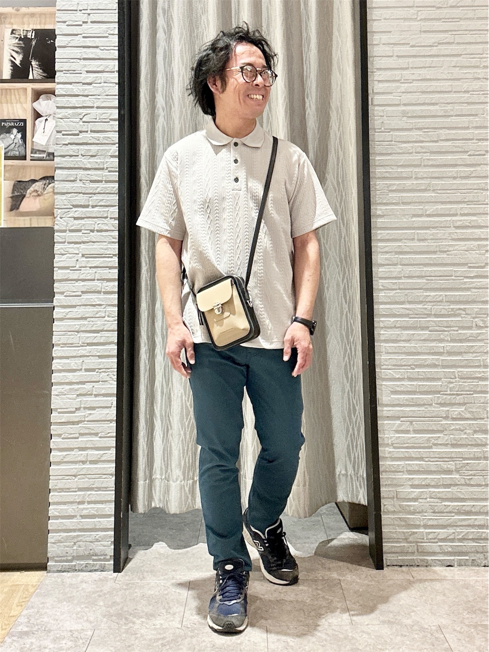 KENJI Iさんの「THE SHOP TK｜【シンプルすぎない大人の表情】ケーブルフクレポロシャツ 吸水速乾/UVケア/洗濯機OK」を使ったコーディネート