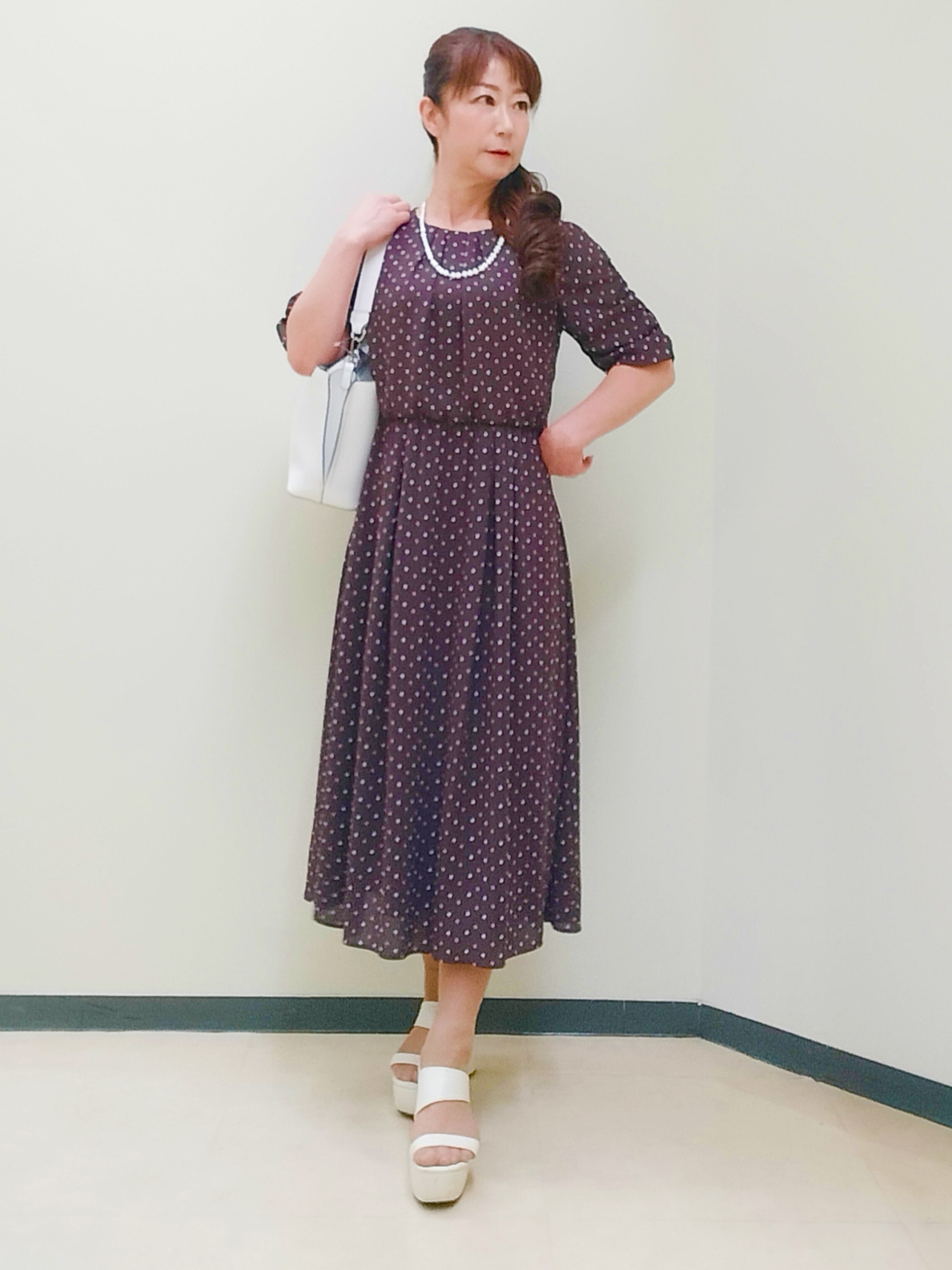 花さんの「Reflect｜小紋柄ジョーゼットワンピース」を使ったコーディネート
