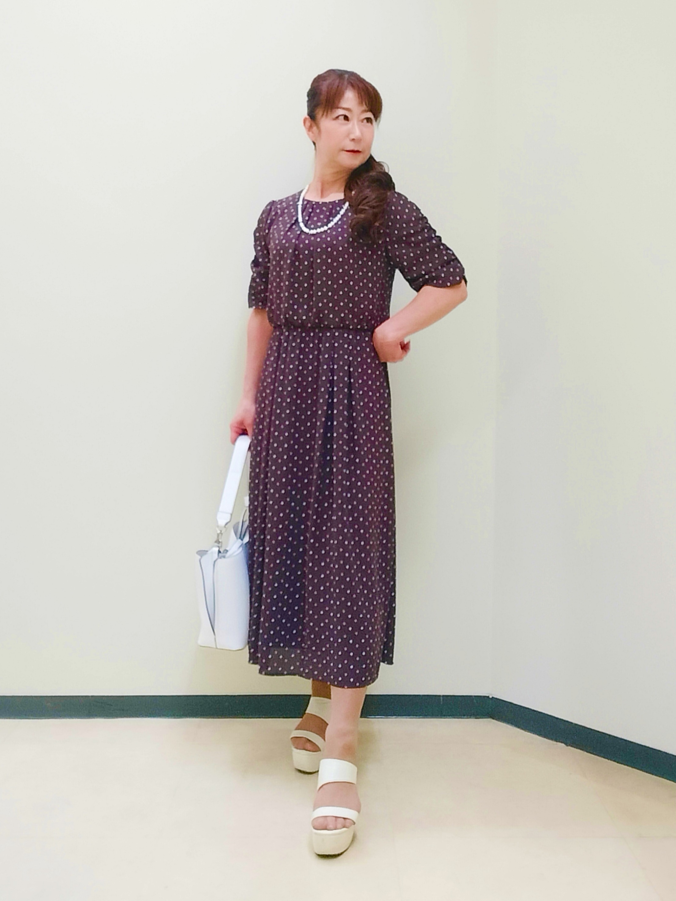 花さんの「Reflect｜小紋柄ジョーゼットワンピース」を使ったコーディネート