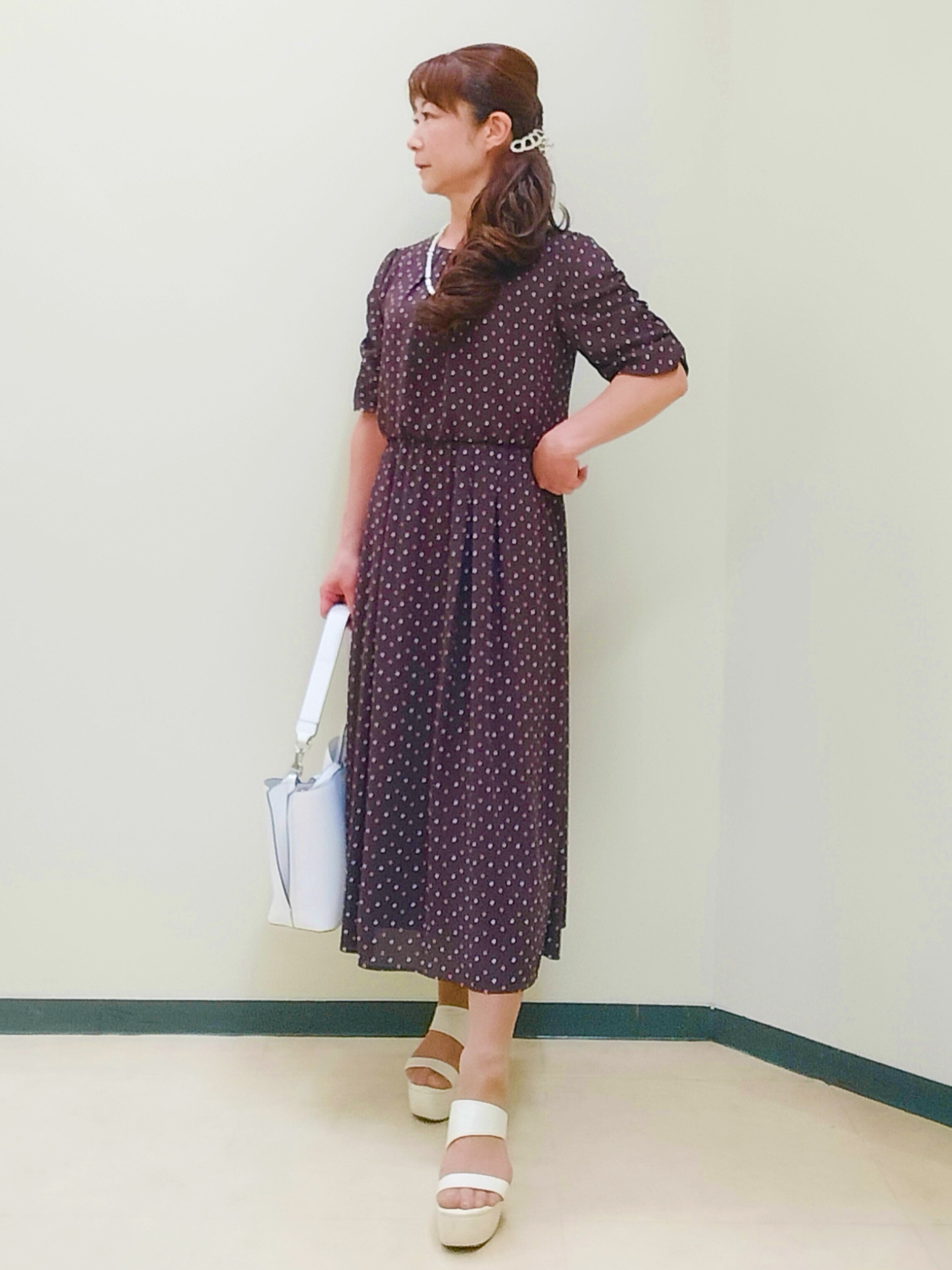 花さんの「Reflect｜小紋柄ジョーゼットワンピース」を使ったコーディネート