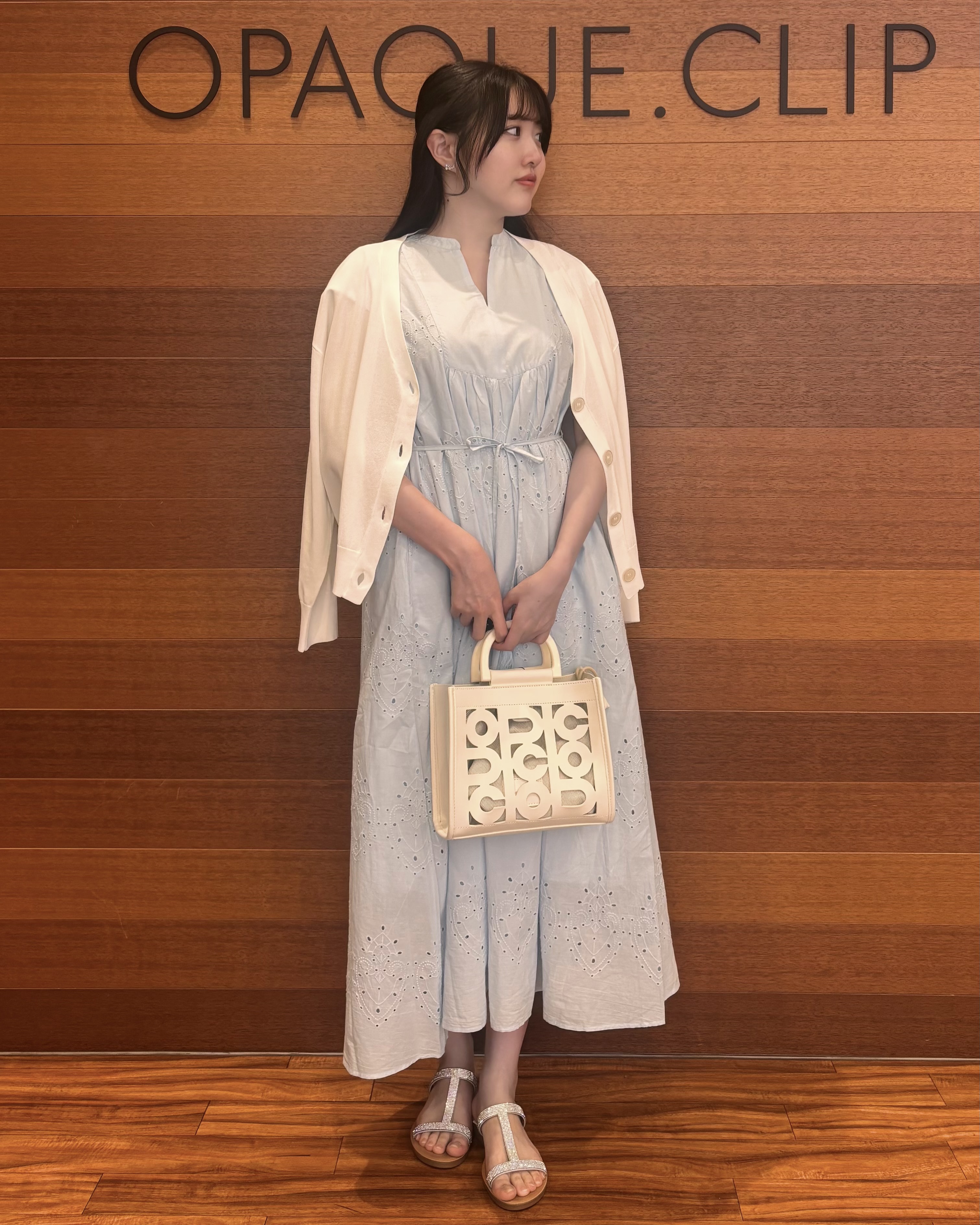 わかなさんの「OPAQUE.CLIP｜【UV／接触冷感】Vネックリラクシーニットカーディガン《洗濯機OK／抗ピル》」を使ったコーディネート