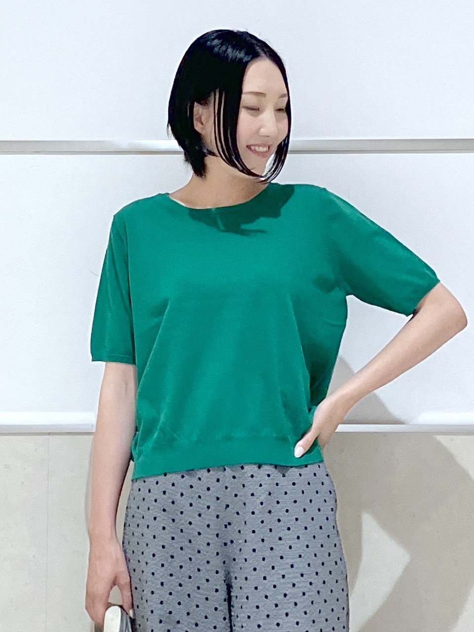 eriko さんの「Dessin｜【9色展開/接触冷感/UVカット】ドライタッチサマーニットT」を使ったコーディネート