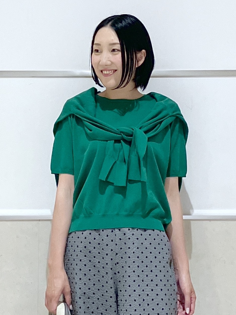 eriko さんの「Dessin｜【9色展開/接触冷感/UVカット】ドライタッチサマーニットT」を使ったコーディネート