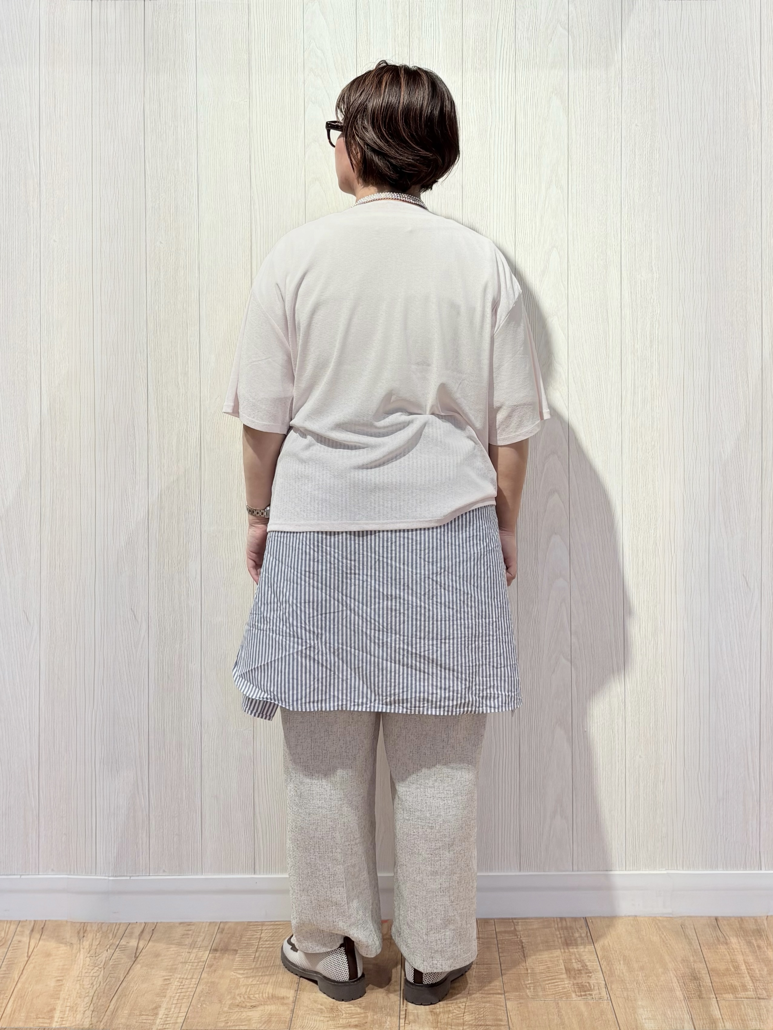 砂糖さんの「SHOO･LA･RUE｜【S-LL/洗濯機可/体型カバー】ゆるっとこなれる 大人のシアースラブTシャツ」を使ったコーディネート