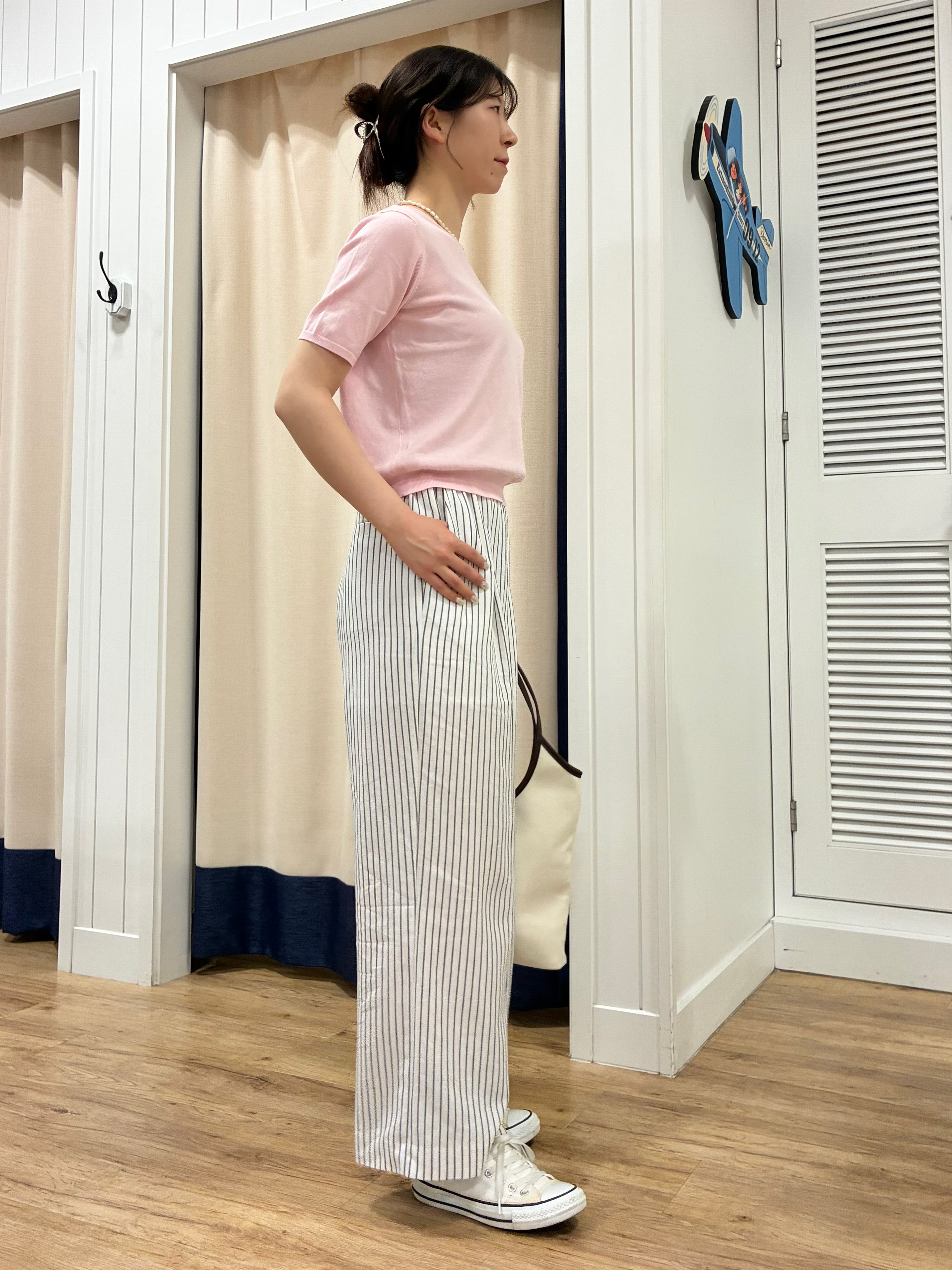 KANNAさんの「Dessin｜【9色展開/接触冷感/UVカット】ドライタッチサマーニットT」を使ったコーディネート