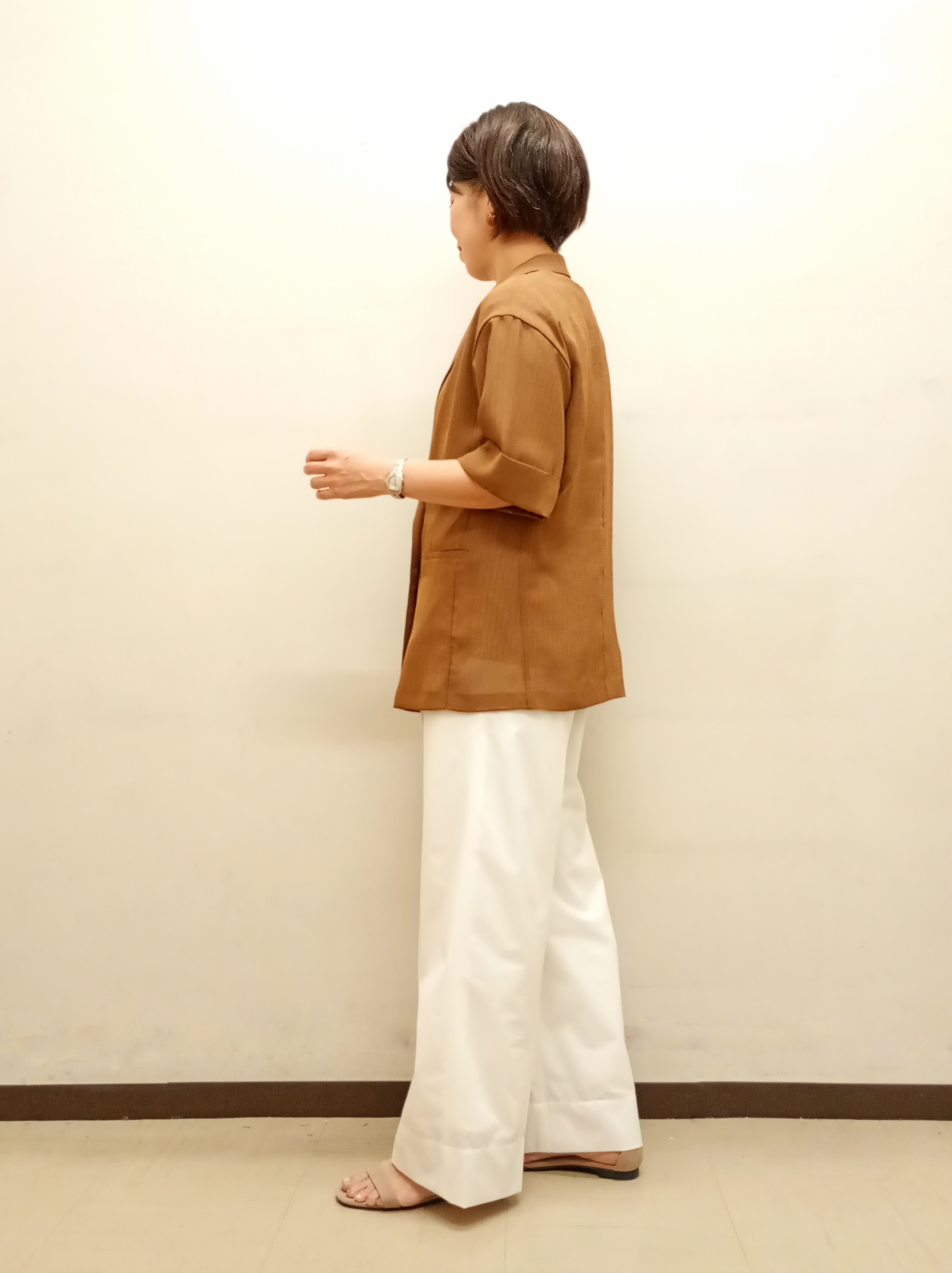 Kさんの「INDIVI｜【洗える／メッシュ素材／SETUP可能】半袖シアージャケット」を使ったコーディネート