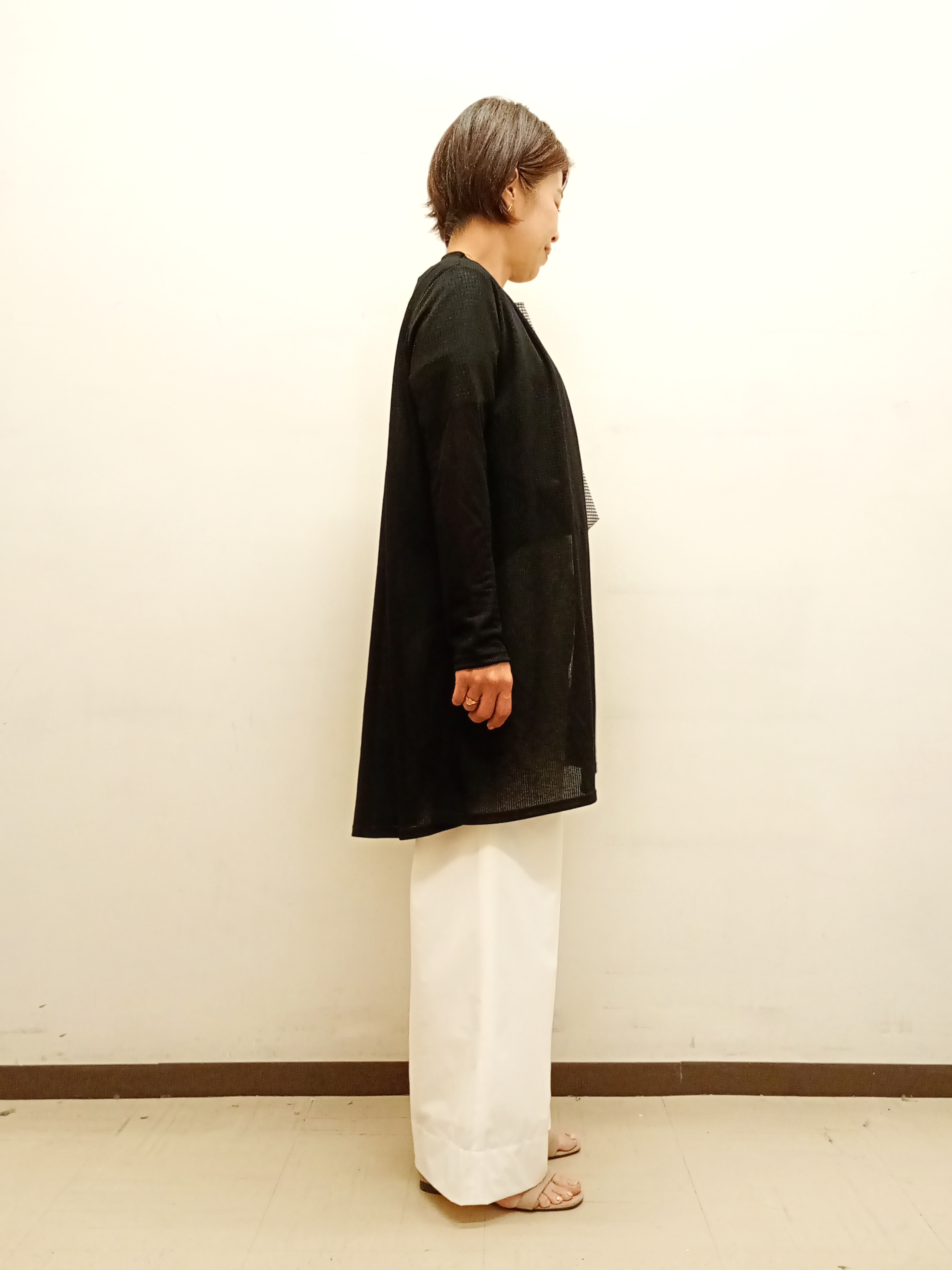 Kさんの「INDIVI｜【洗える／アンサンブル可能】シアースストライプカーディガン」を使ったコーディネート