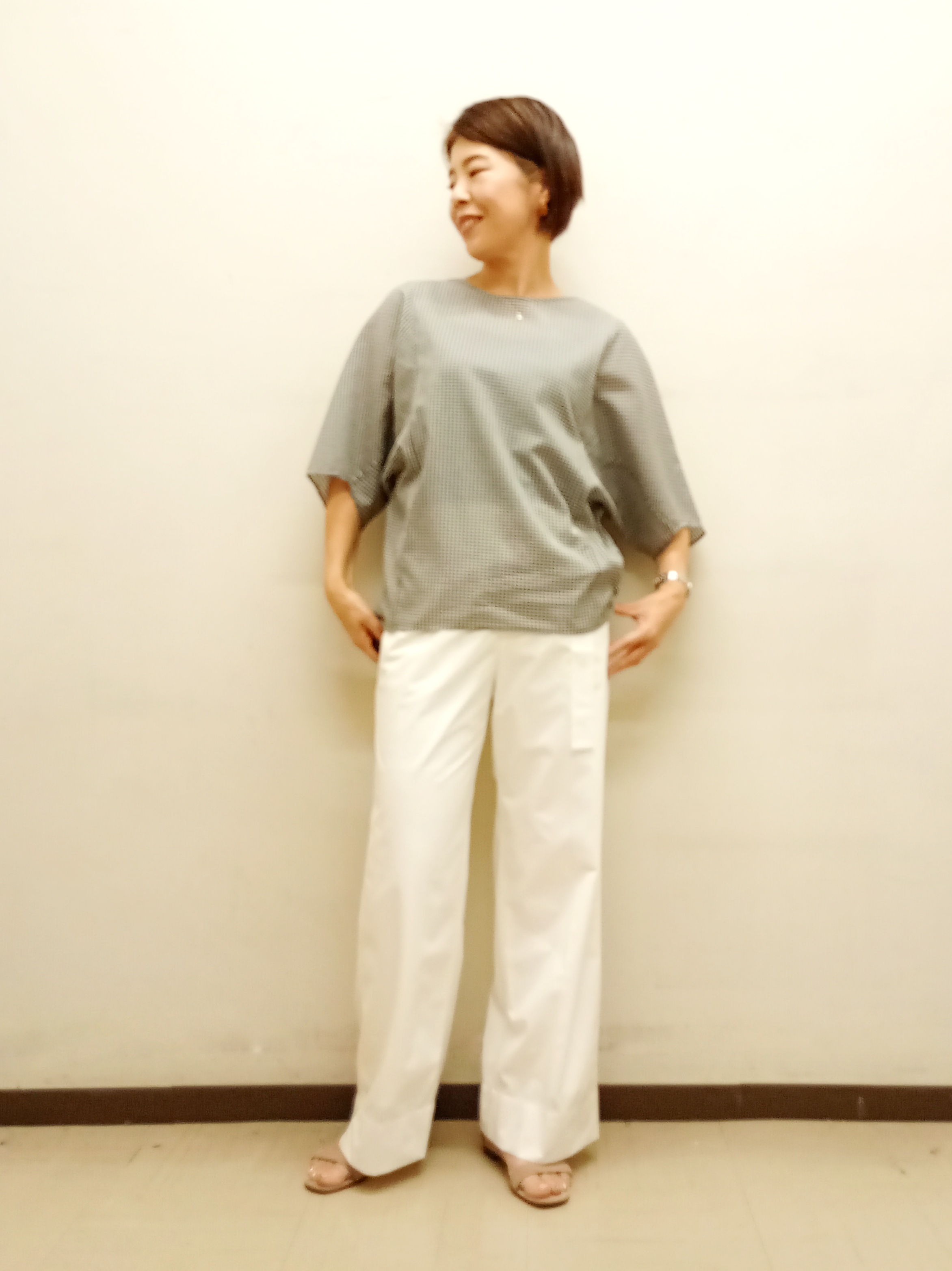 Kさんの「INDIVI｜【体型カバー】サッカーチェックドルマントップス」を使ったコーディネート