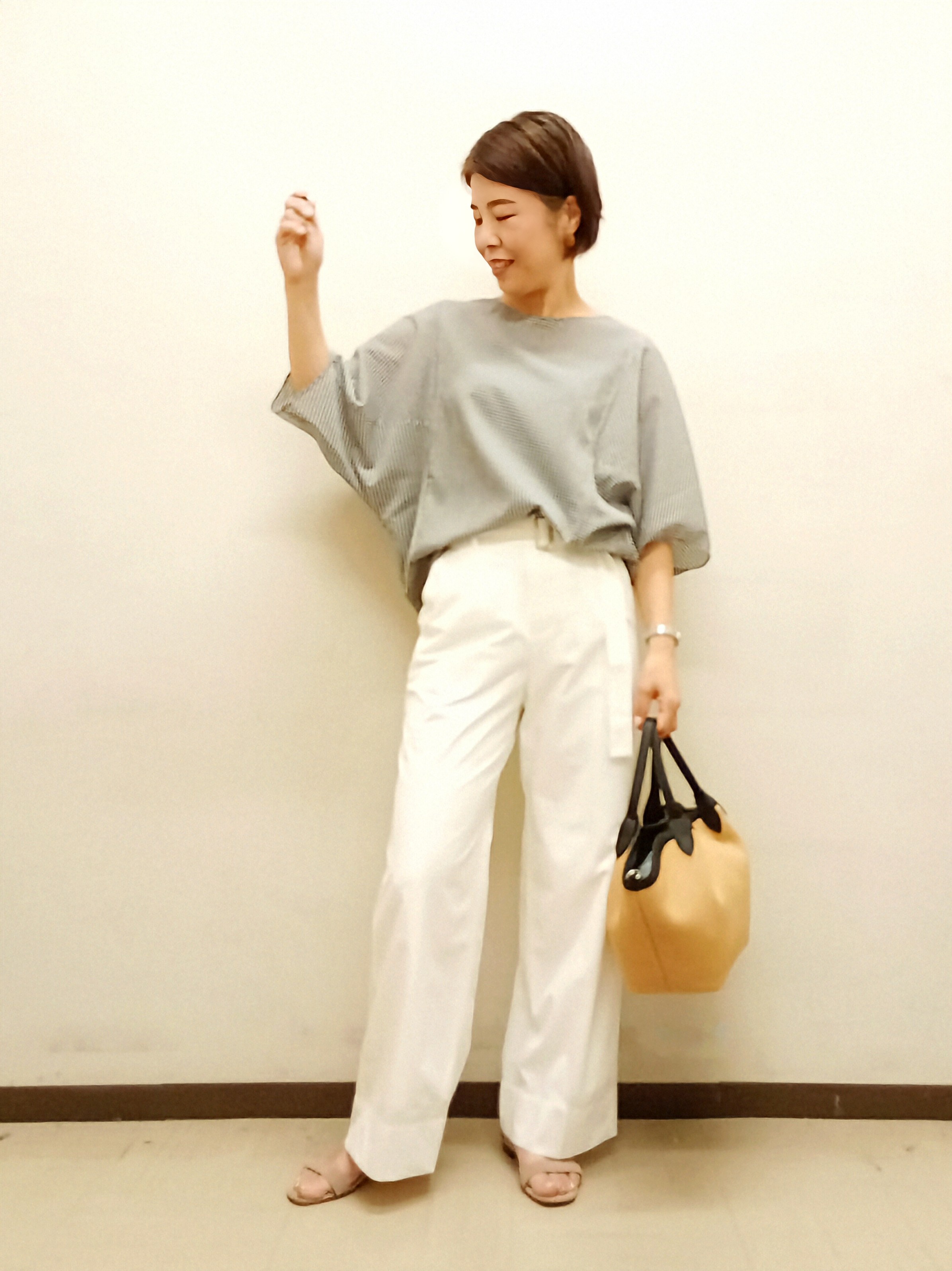 Kさんの「INDIVI｜【体型カバー】サッカーチェックドルマントップス」を使ったコーディネート