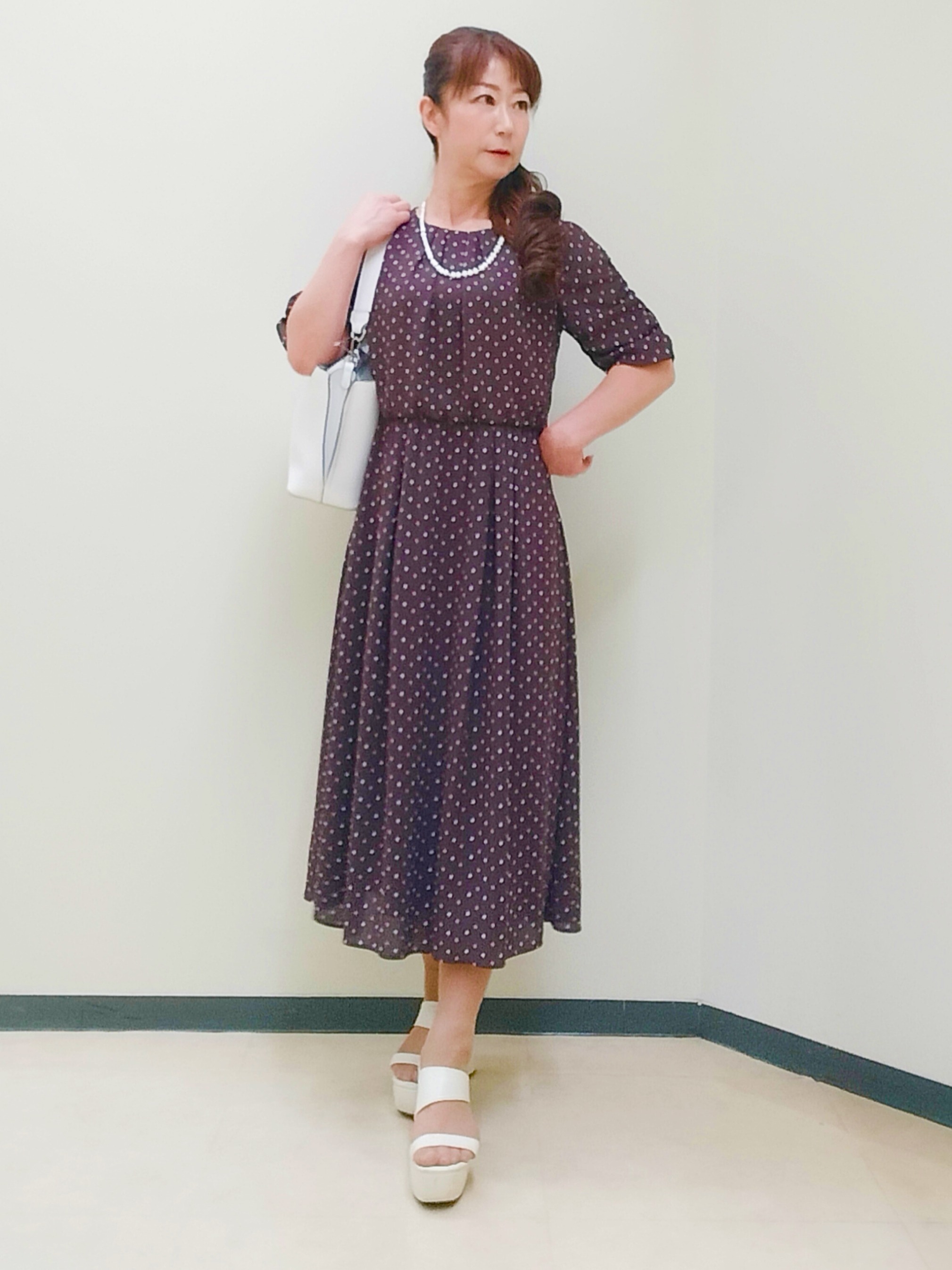 花さんの「Reflect｜小紋柄ジョーゼットワンピース」を使ったコーディネート