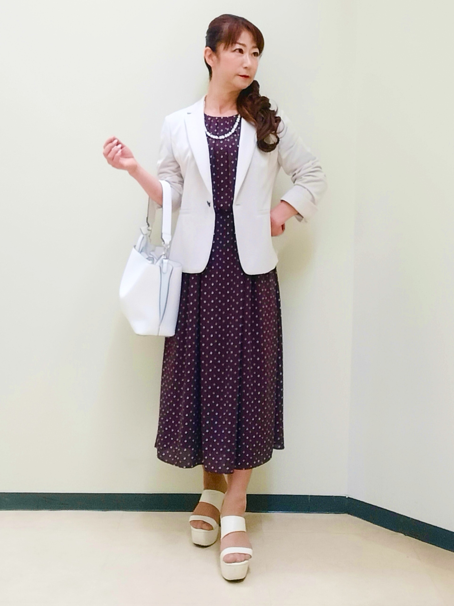 花さんの「Reflect｜小紋柄ジョーゼットワンピース」を使ったコーディネート