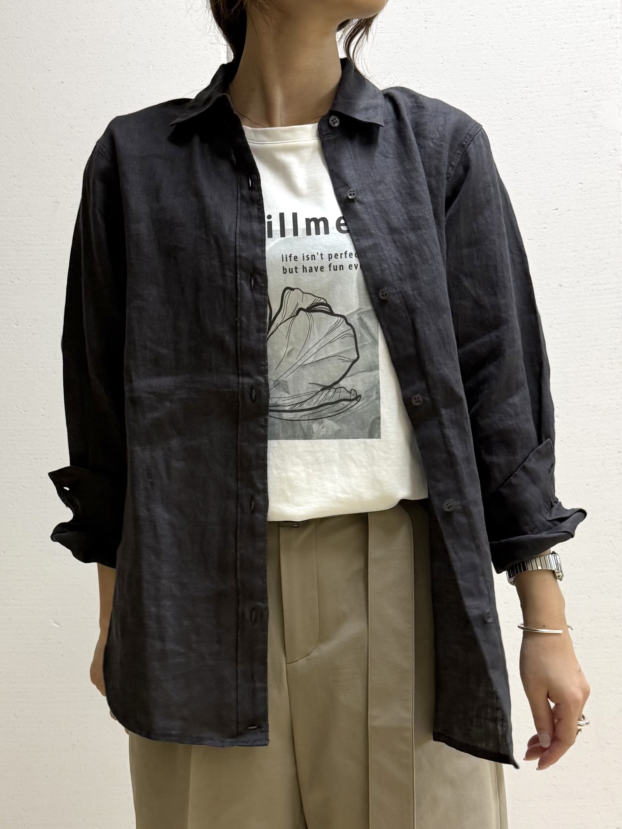 mamiさんの「INDIVI｜【接触冷感／2WAY】カシュクールリネンシャツ」を使ったコーディネート
