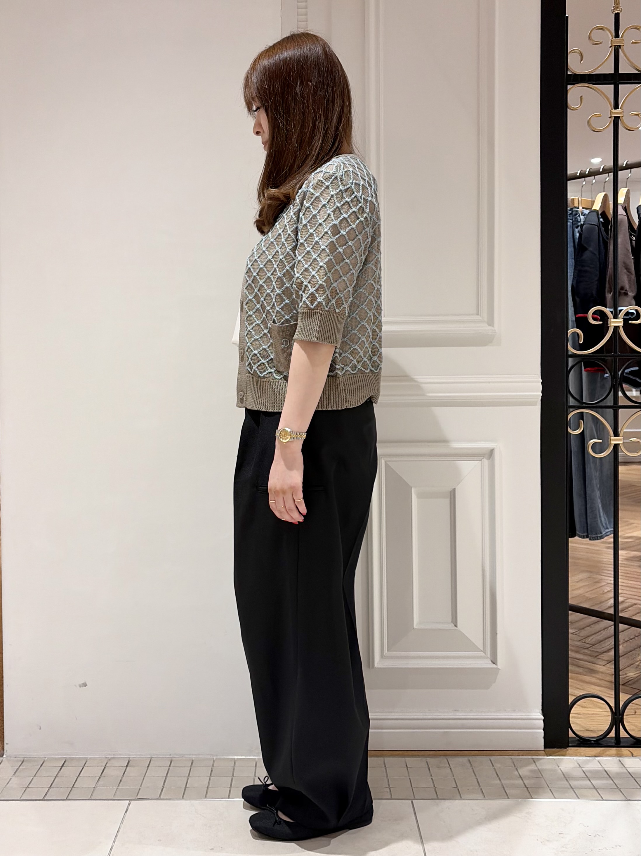 minowaさんの「DRESSTERIOR｜【ウォッシャブル】フィッシュネットニットシャツカーディガン」を使ったコーディネート