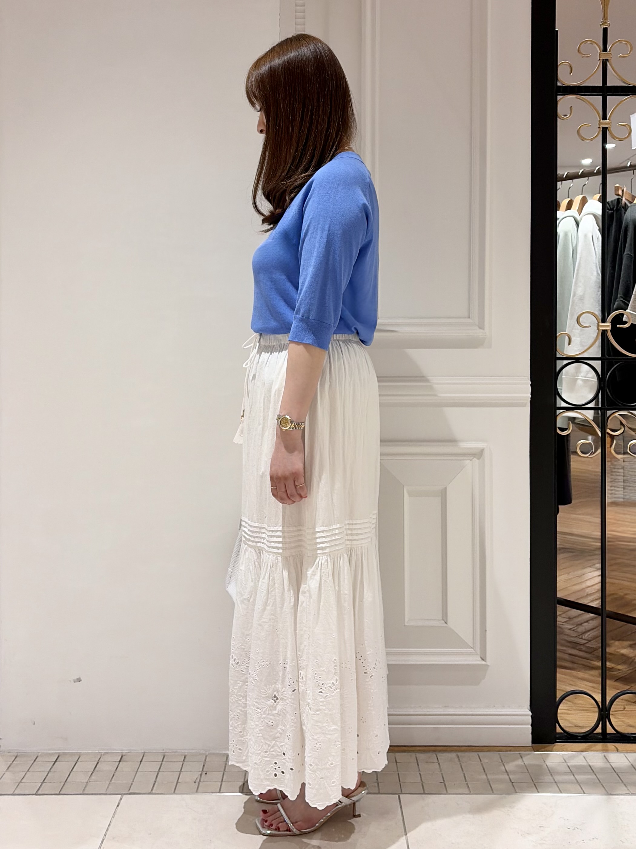 minowaさんの「DRESSTERIOR｜【ウォッシャブル】コットンシルクハーフスリーブニット」を使ったコーディネート