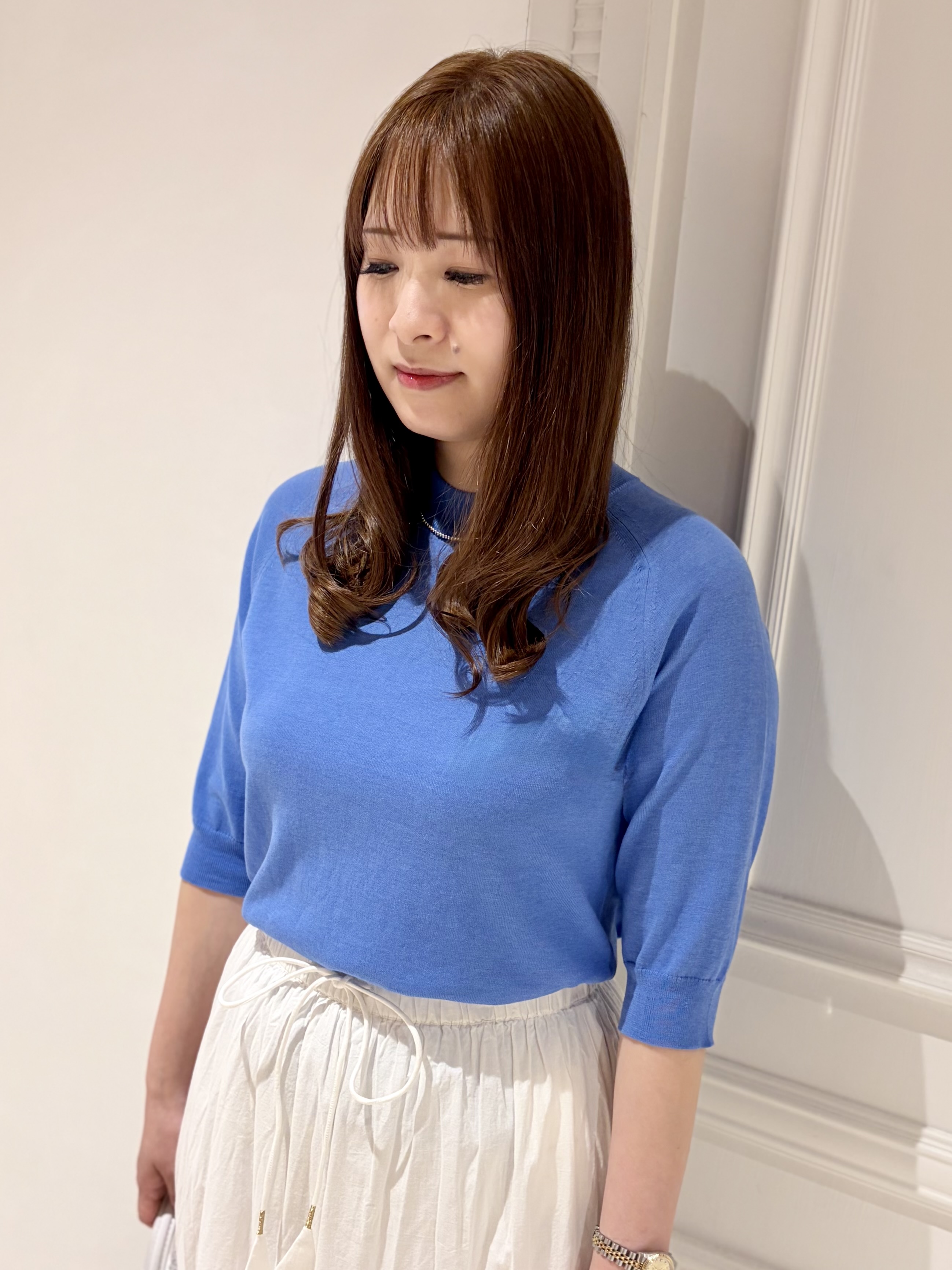 minowaさんの「DRESSTERIOR｜【ウォッシャブル】コットンシルクハーフスリーブニット」を使ったコーディネート