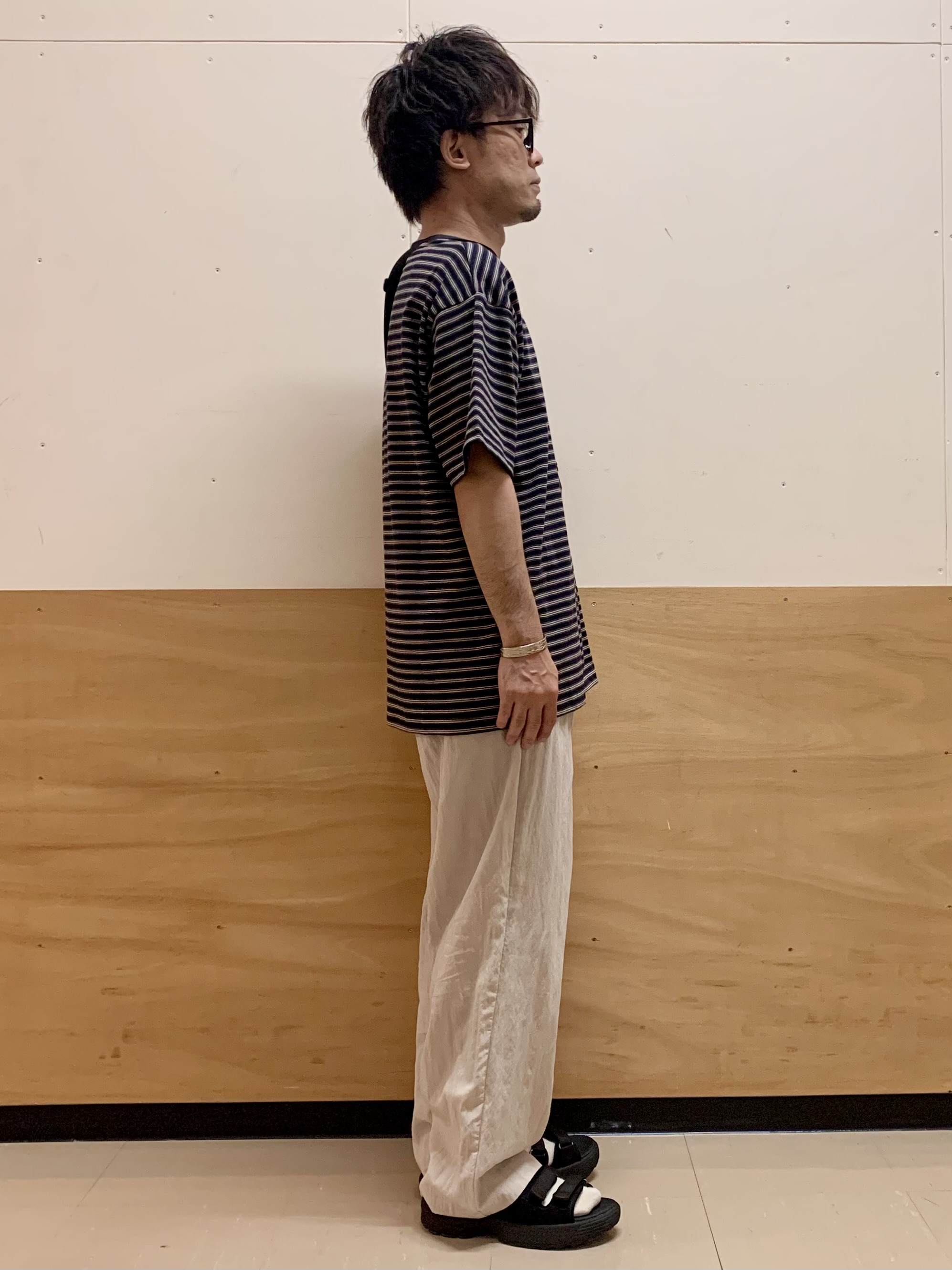 MATUさんの「THE SHOP TK｜COOLボーダー 半袖Tシャツ 接触冷感／洗濯機OK」を使ったコーディネート