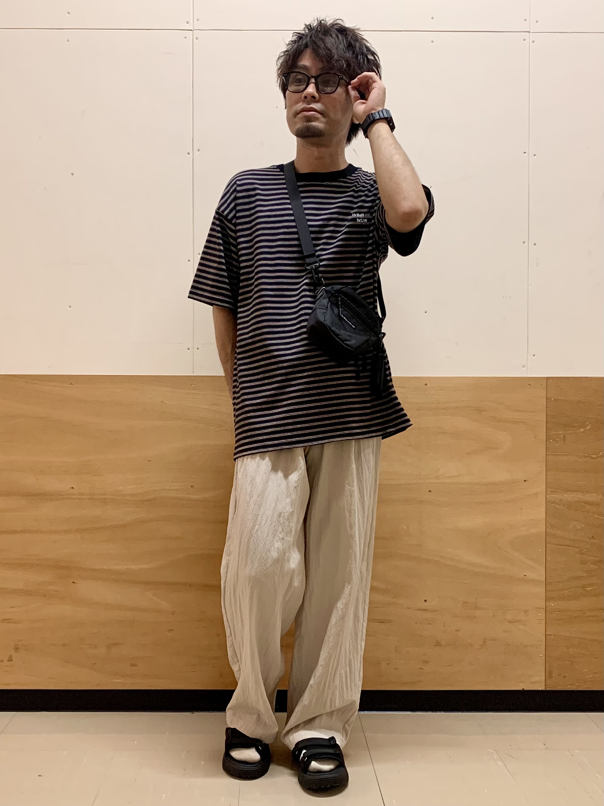 MATUさんの「THE SHOP TK｜COOLボーダー 半袖Tシャツ 接触冷感／洗濯機OK」を使ったコーディネート