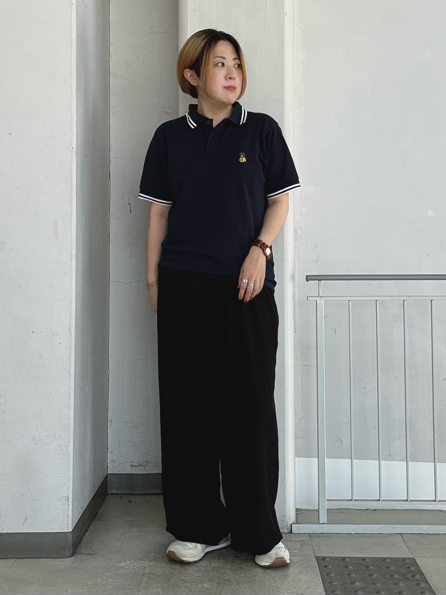 aiさんの「THE SHOP TK｜クマ刺繍 半袖ポロシャツ 洗濯機OK」を使ったコーディネート