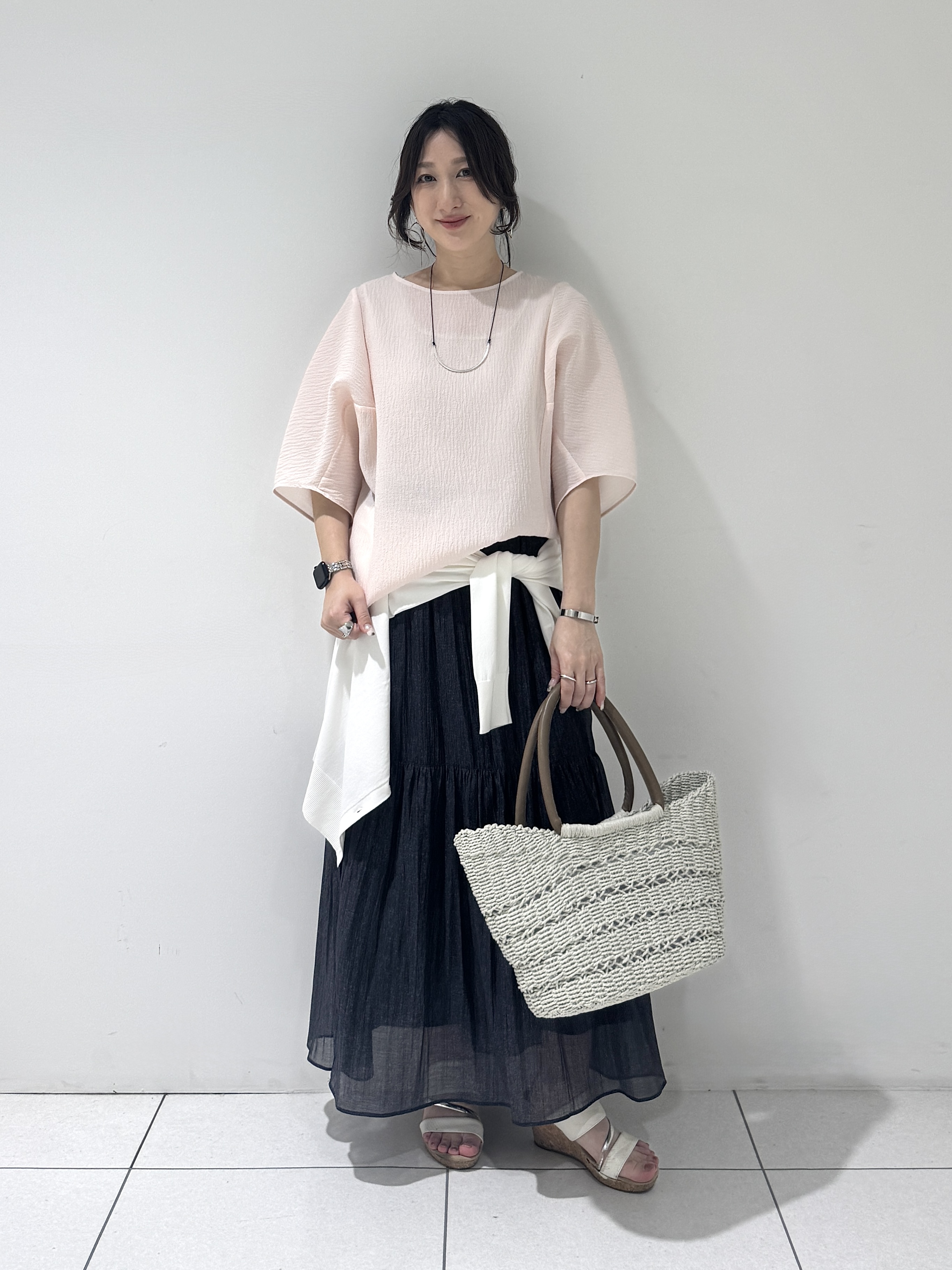 そんさんの「INDIVI｜【華奢見え】ジャカード ドルマントップス」を使ったコーディネート